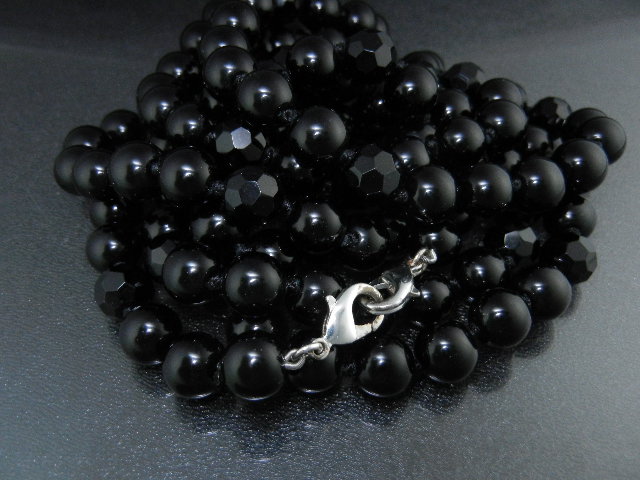 Onyx Black Round and Faceted 60 Inch Necklace