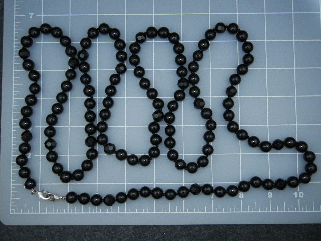Onyx Black Round and Faceted 60 Inch Necklace
