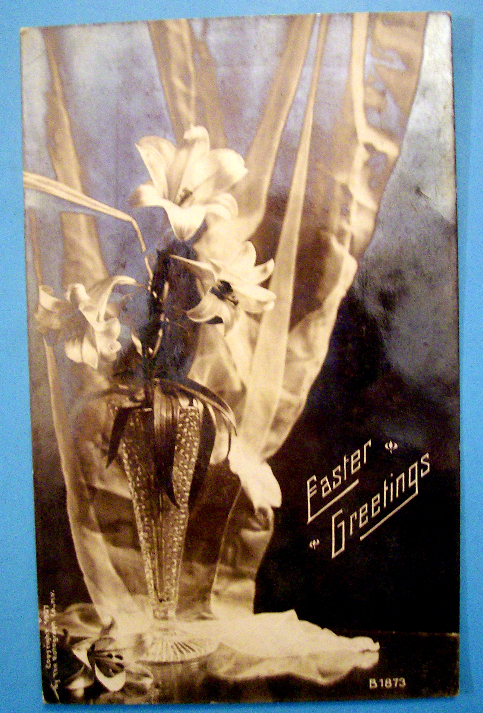 Easter Greetings Postcard with Easter Lily