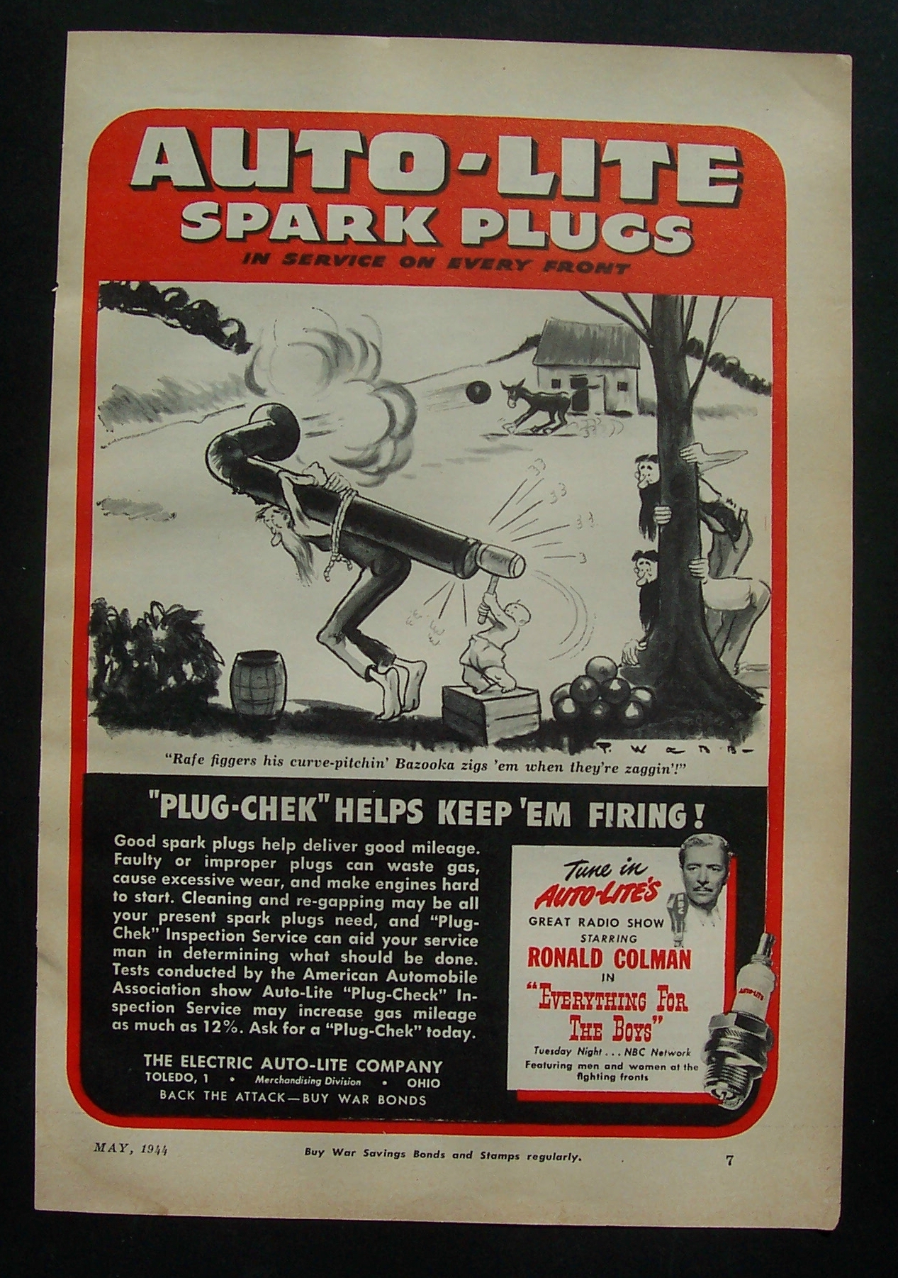 1944  Auto - Lite  Spark  Plugs