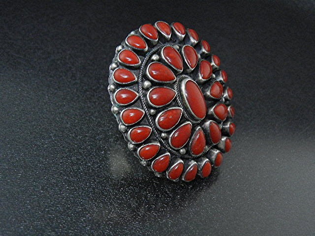 Navajo Mediterranean Coral Sterling Silver Ring Paul Li