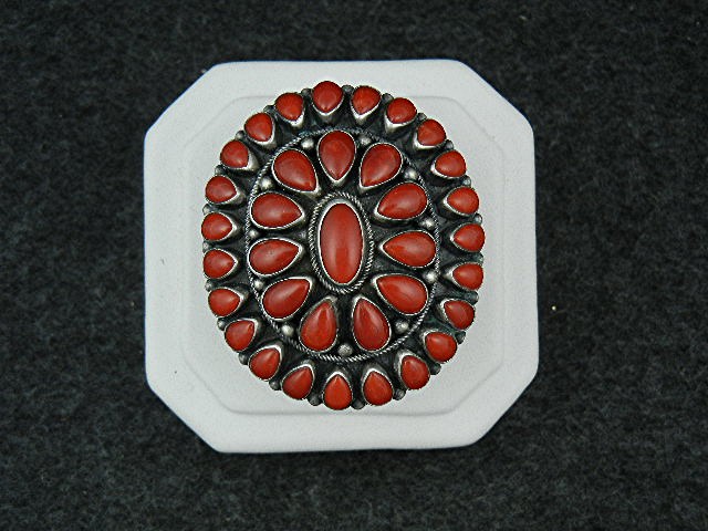 Navajo Mediterranean Coral Sterling Silver Ring Paul Li