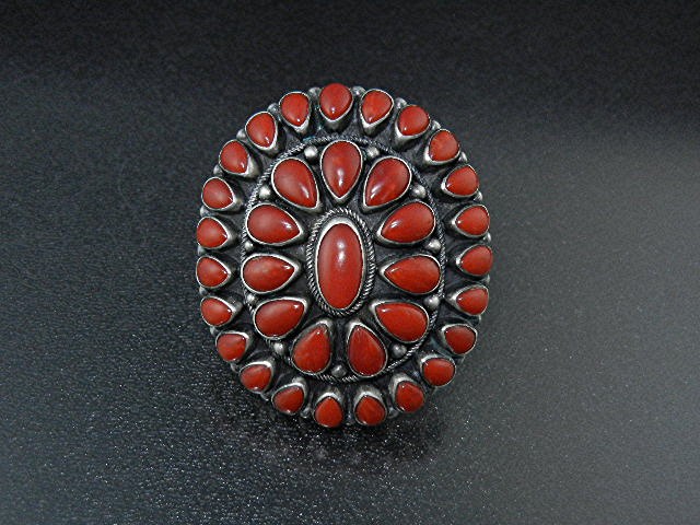 Navajo Mediterranean Coral Sterling Silver Ring Paul Li