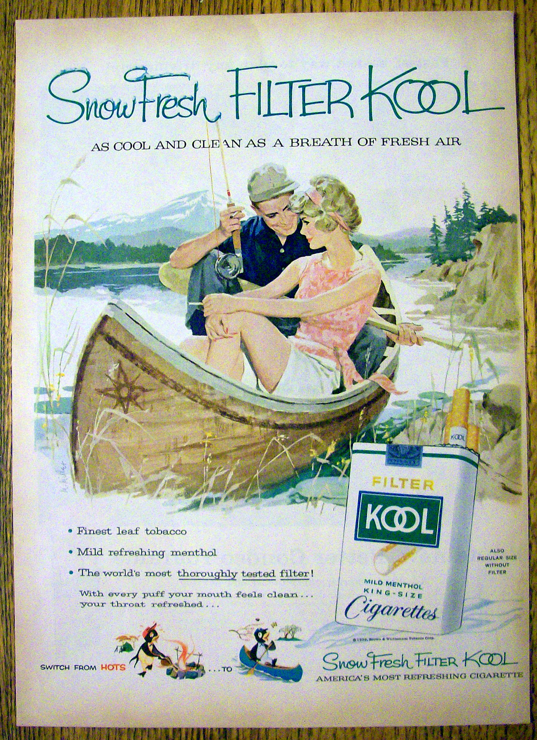 1959 Kool Cigarettes with Man & Woman in a Boat