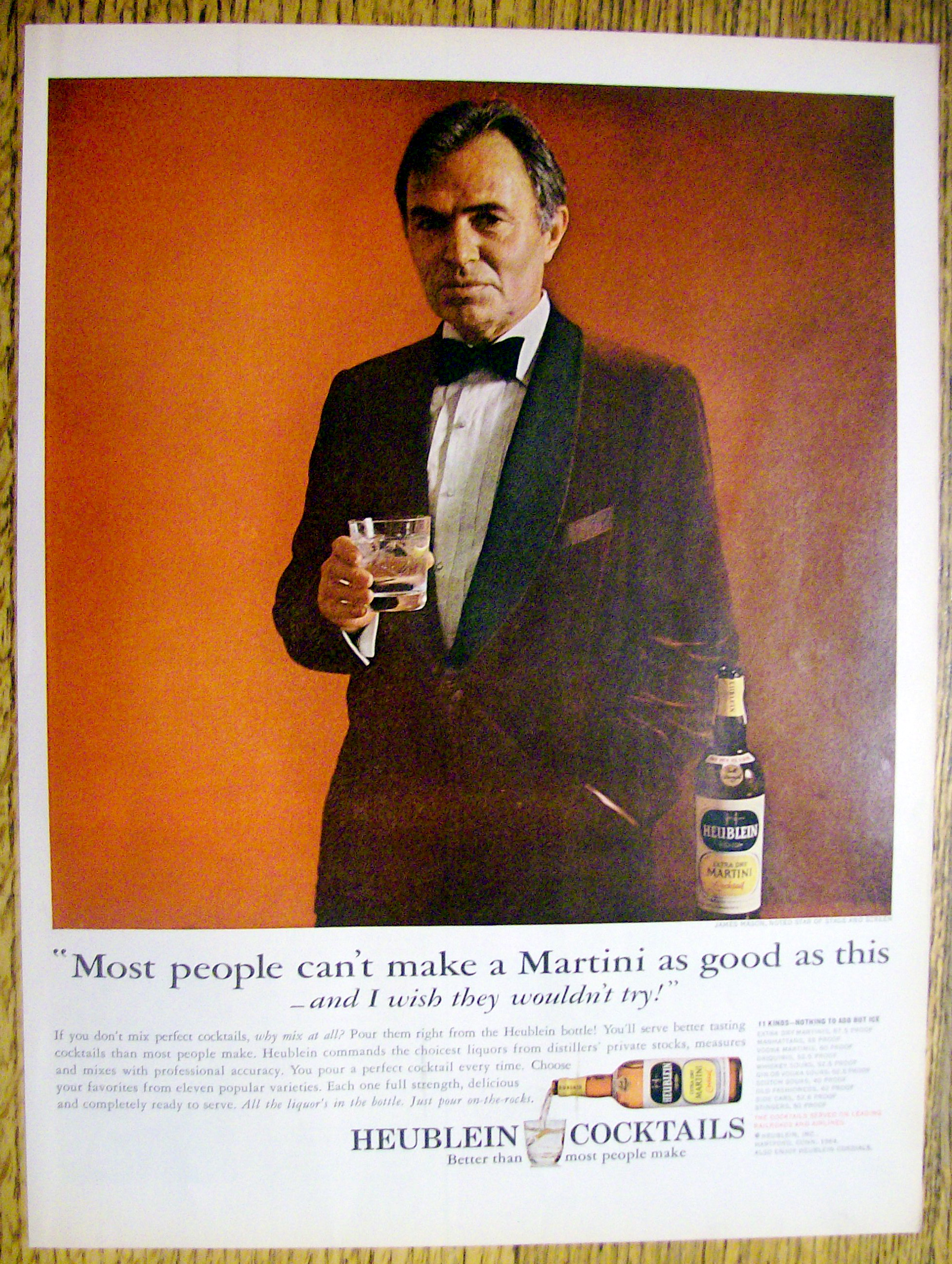 Vintage Ad: 1964 Heublein Cocktails w/ James Mason