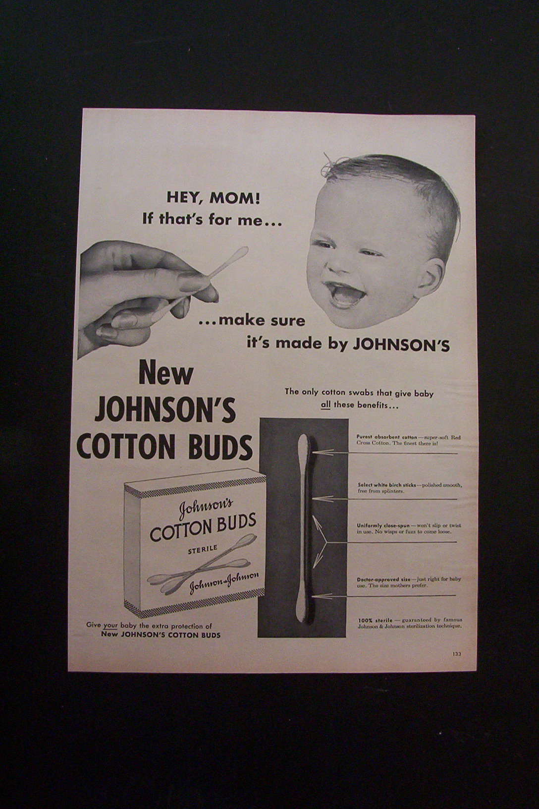 1950's Johnson's Cotton Buds with Baby's Head