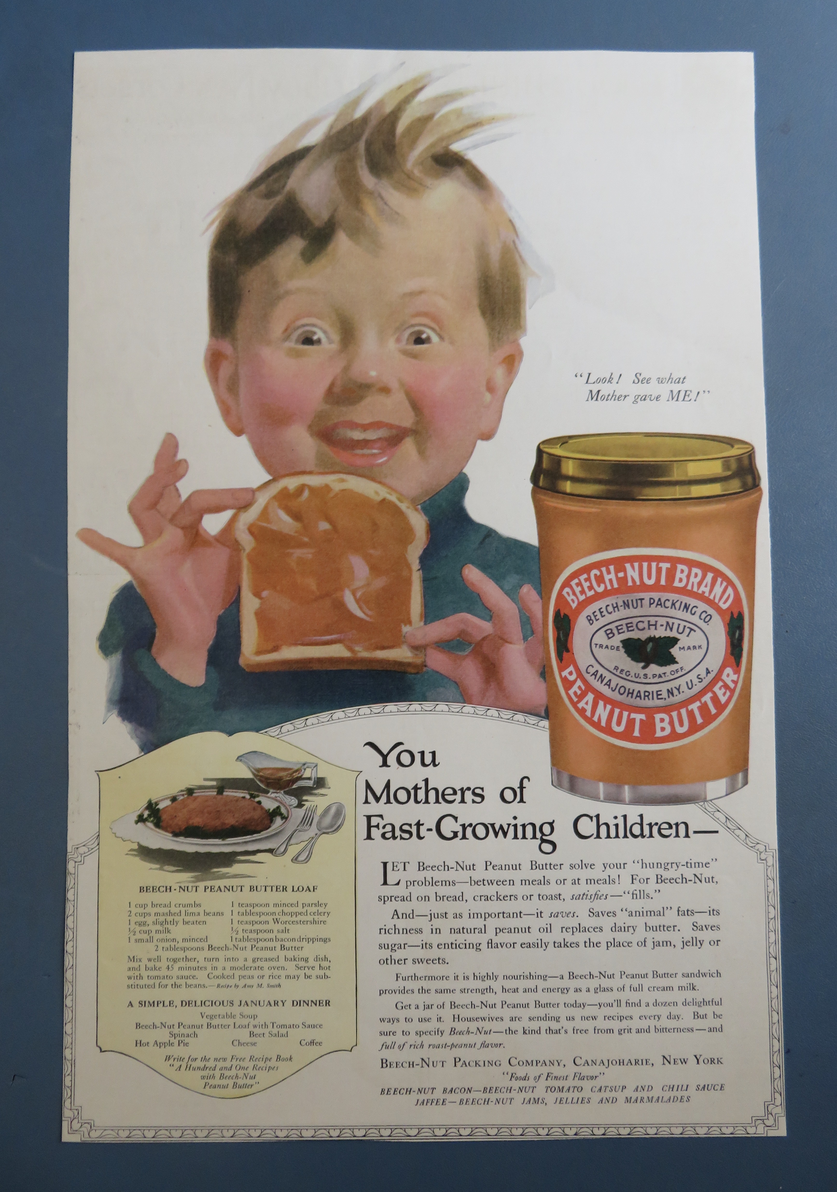 1918 Beech Nut Peanut Butter with Boy & Peanut Butter