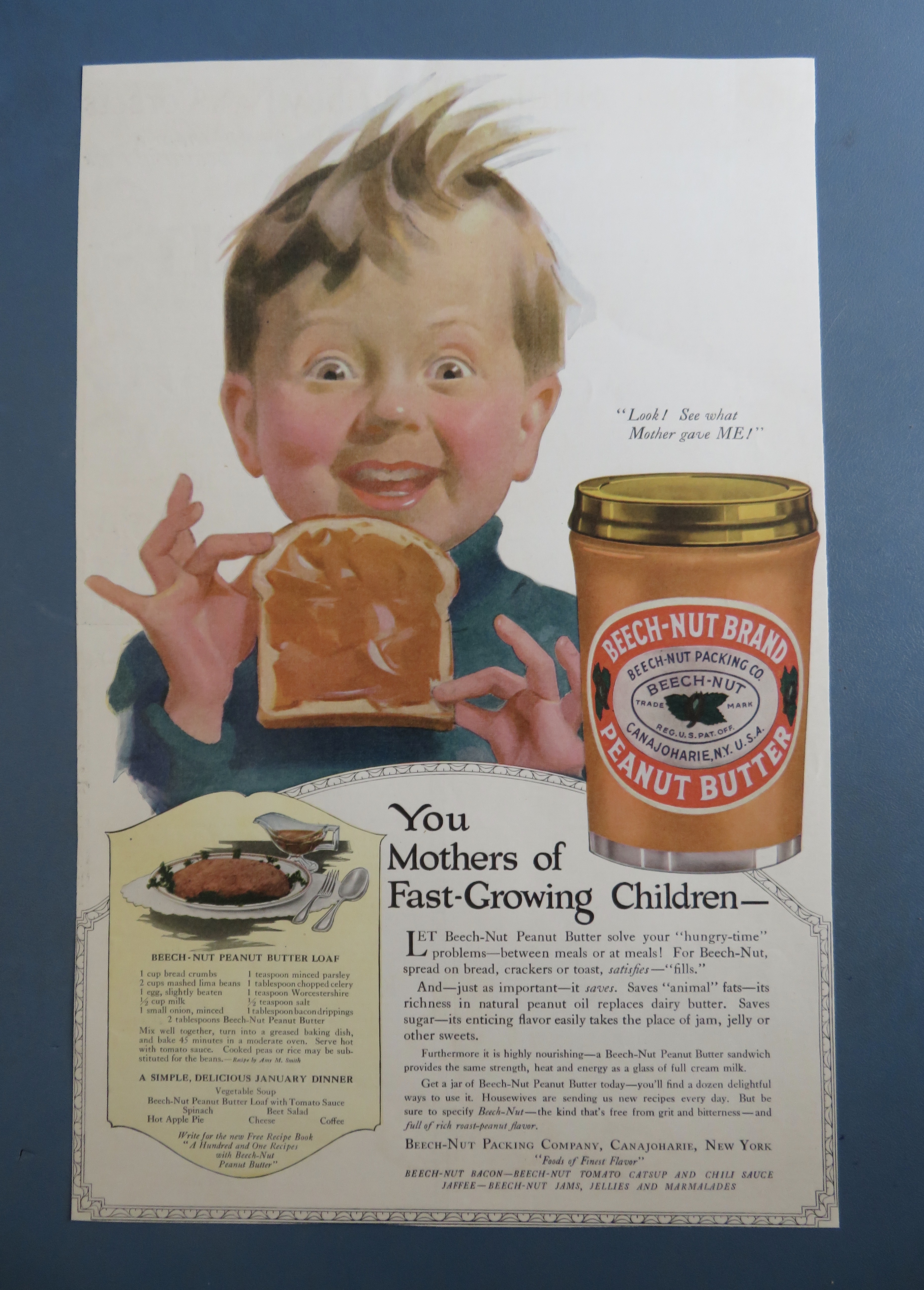 1918 Beech Nut Peanut Butter with Boy & Peanut Butter