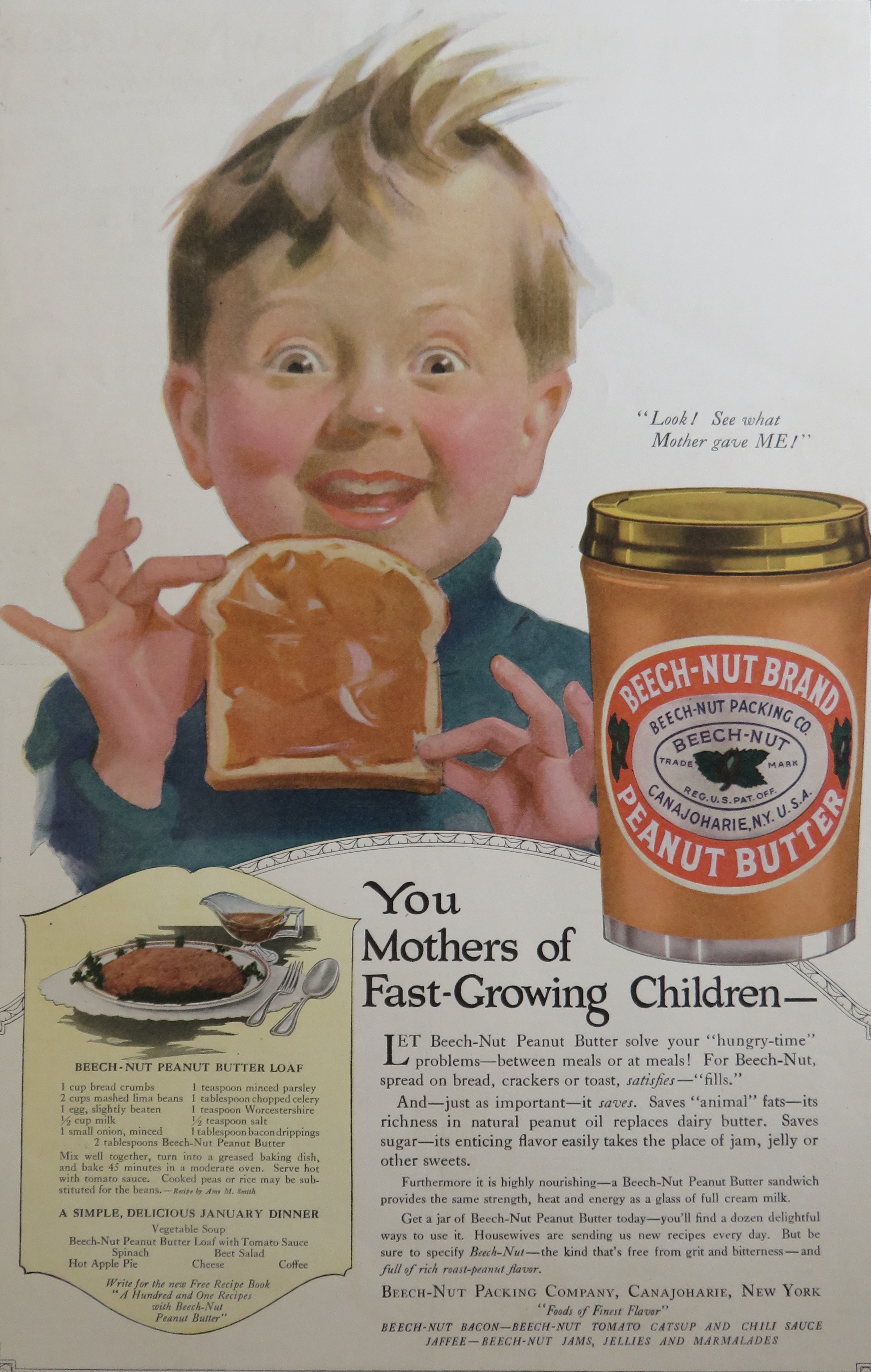 1918 Beech Nut Peanut Butter with Boy & Peanut Butter