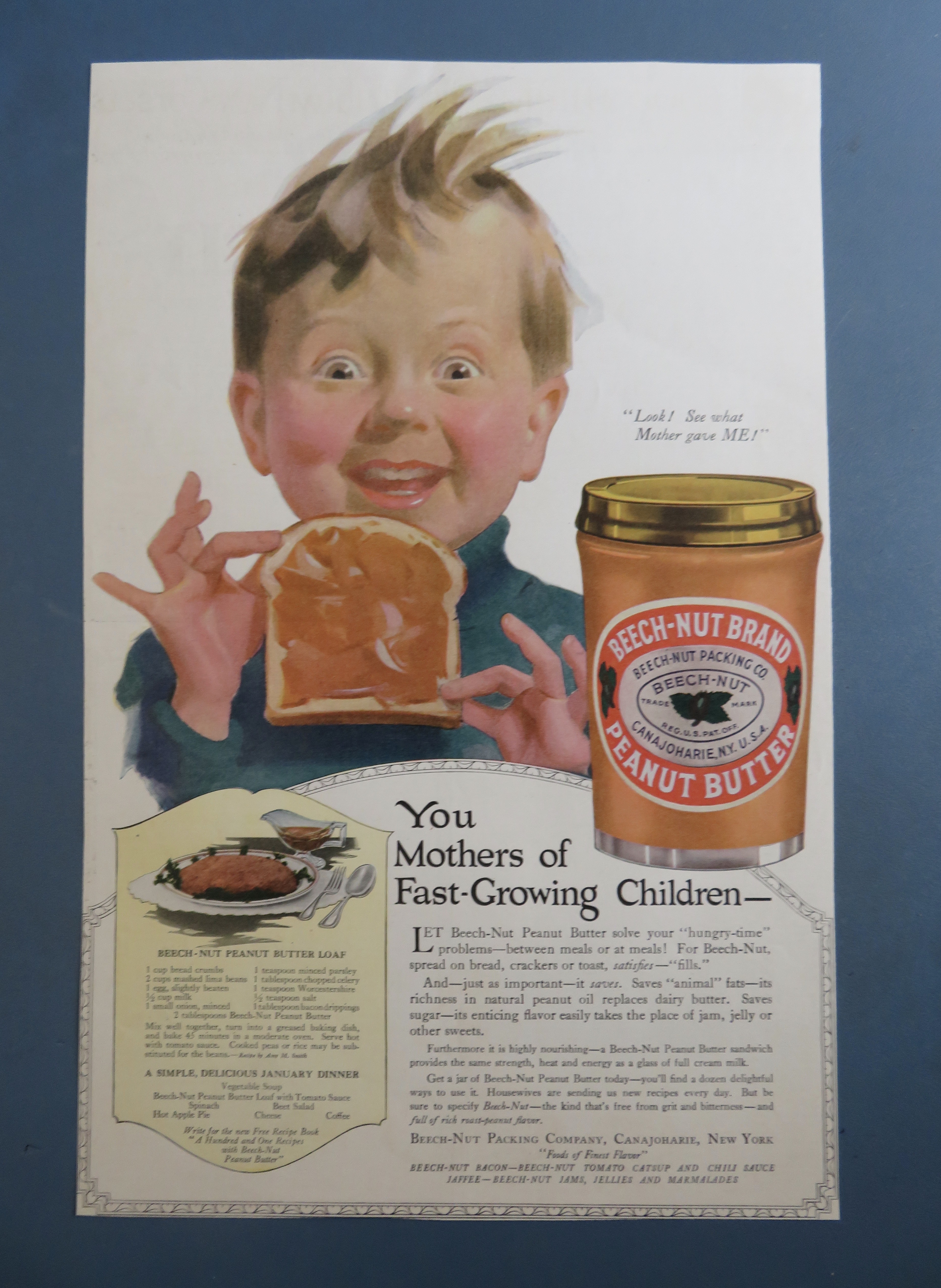 1918 Beech Nut Peanut Butter with Boy & Peanut Butter