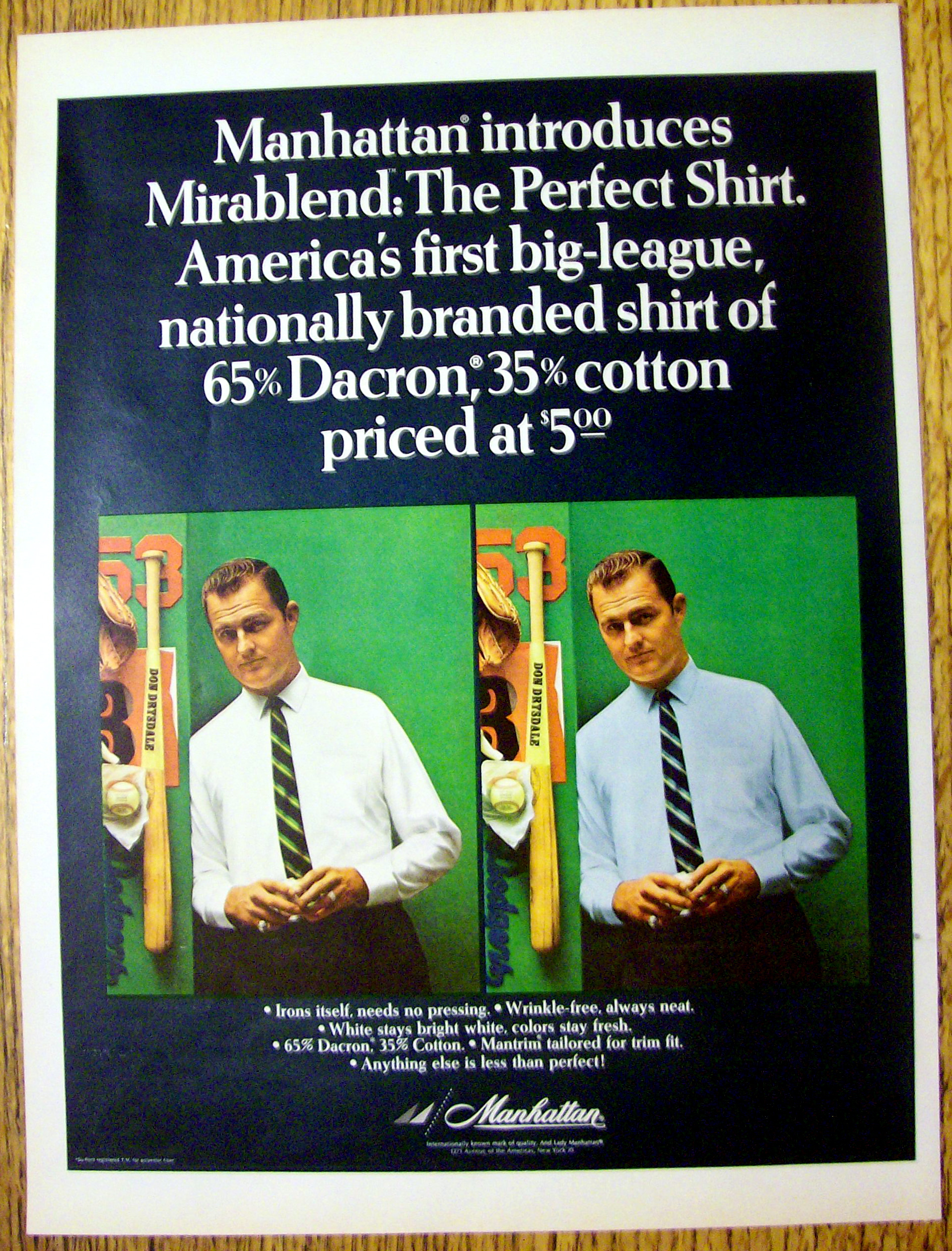 1965 Manhattan Shirts with Baseball's Don Drysdale