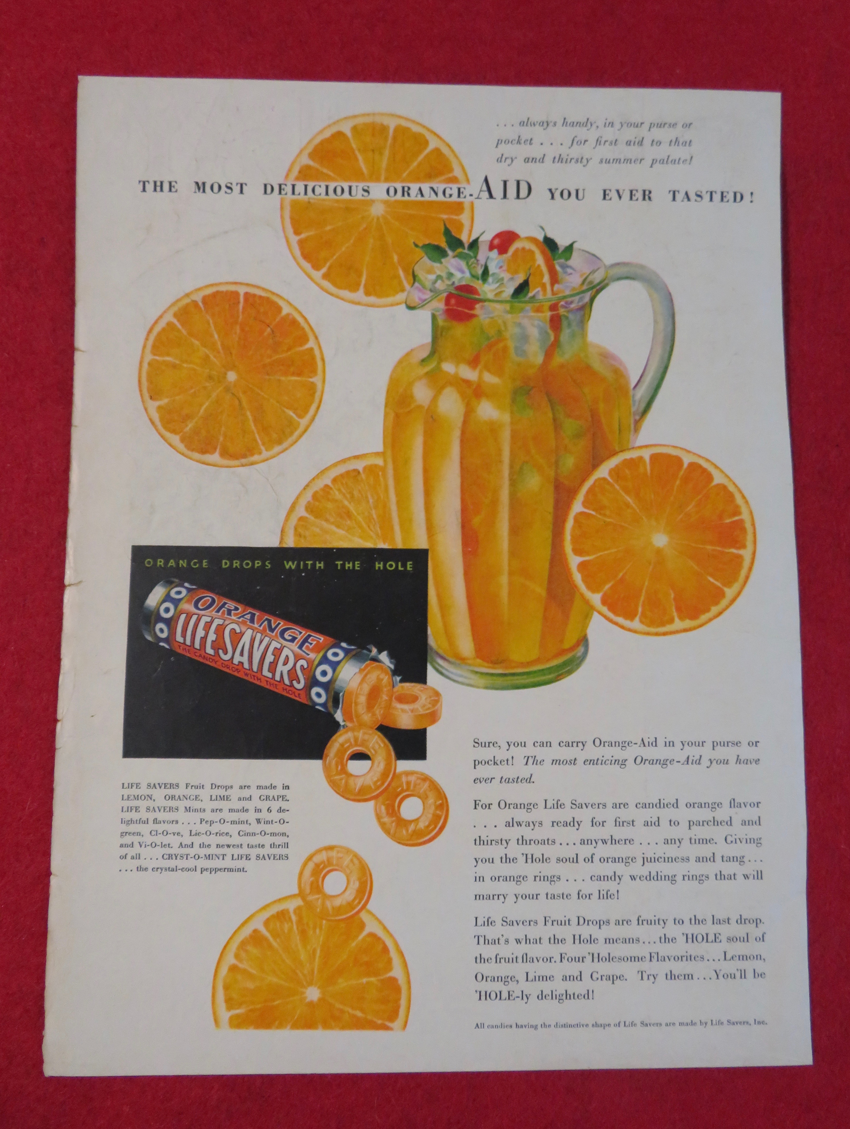 1932 Life Savers Fruit Drops Candy with Orange