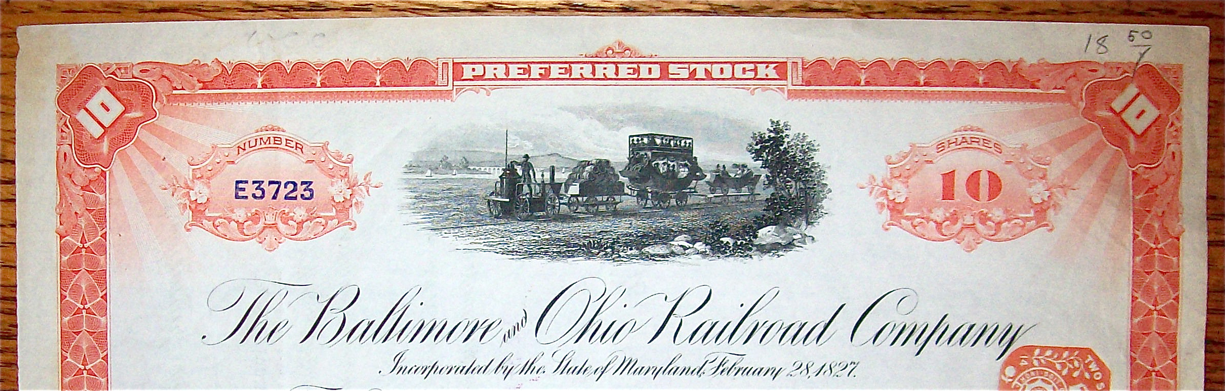 1901 Baltimore & Ohio Railroad Company Stock