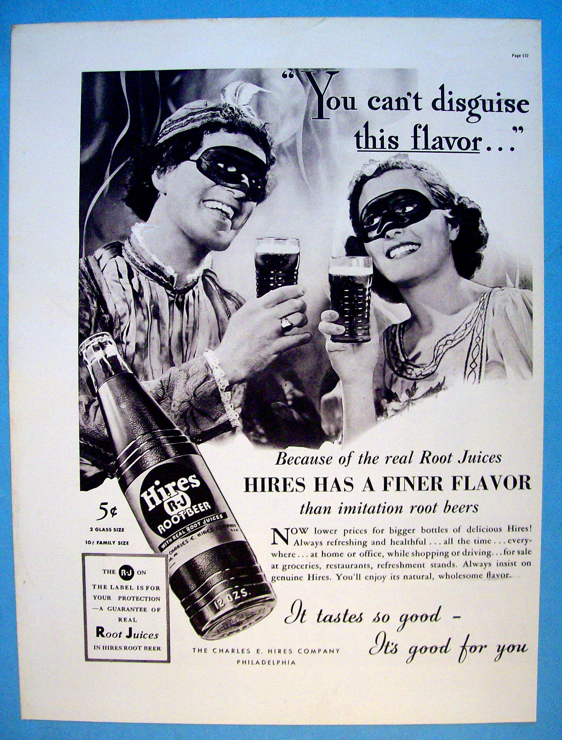 1937 Hires Root Beer with Man & Woman at a Party