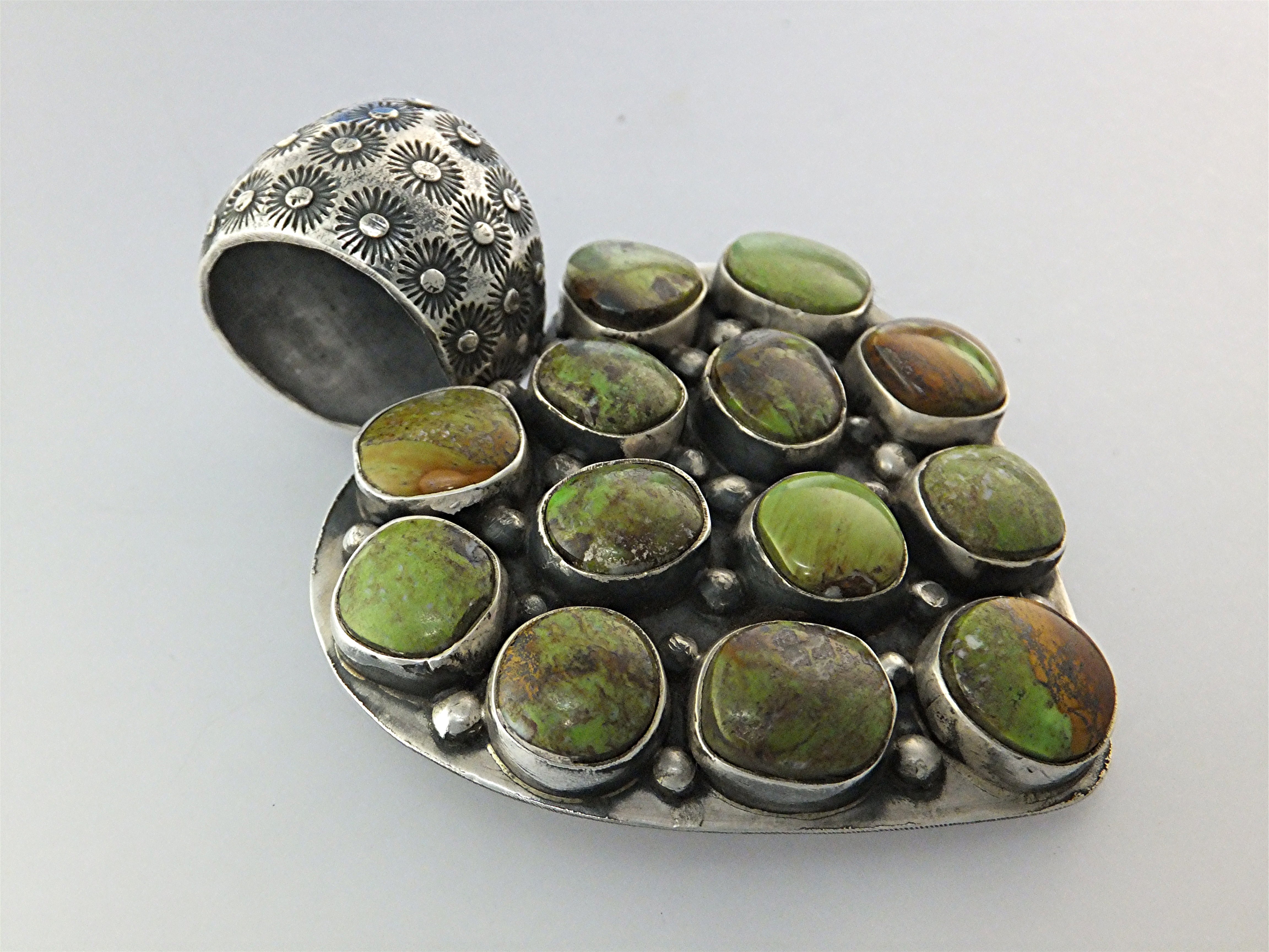 Dan Dodson Gaspeite Sterling Silver Heart Pendant