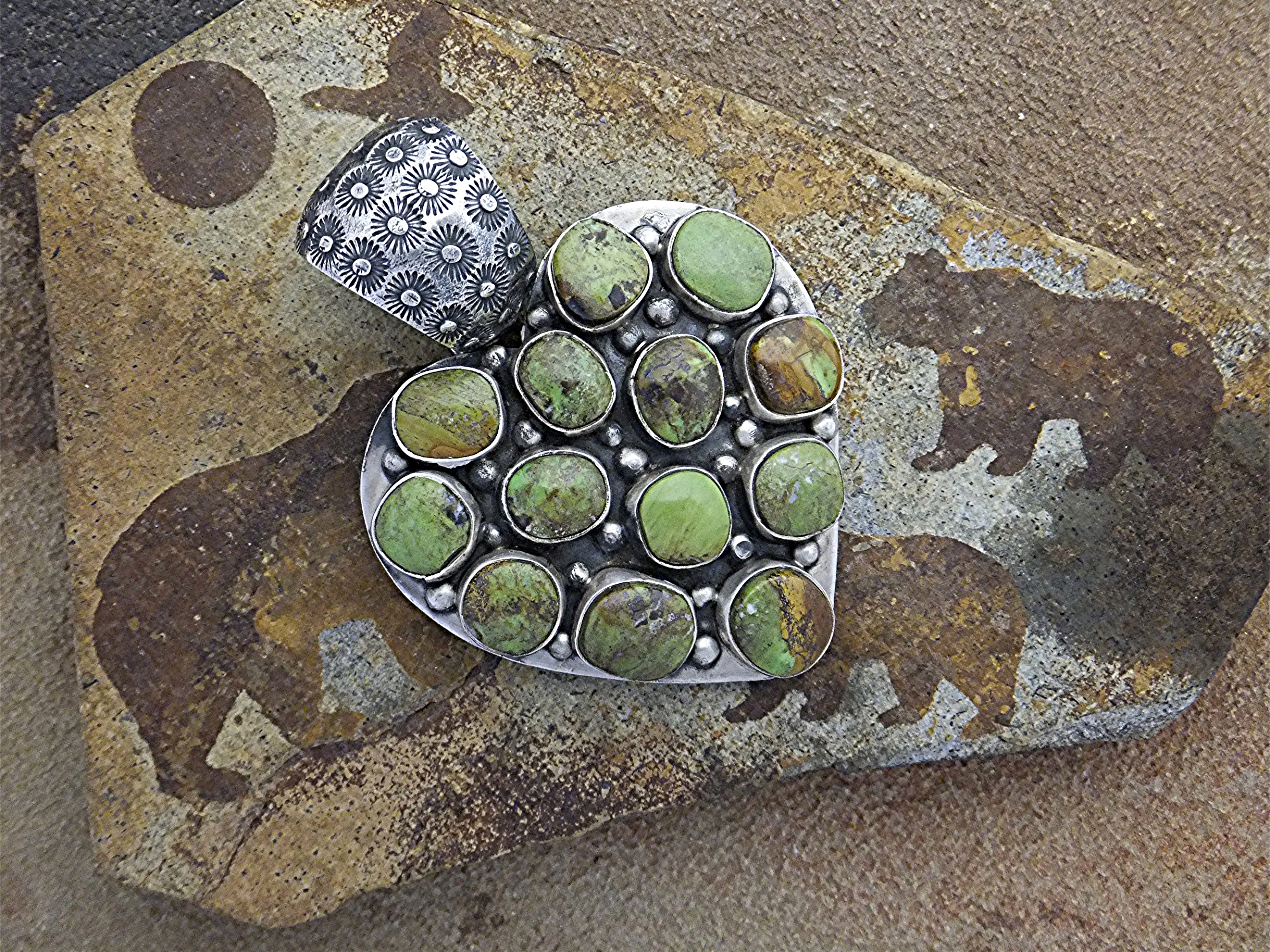 Dan Dodson Gaspeite Sterling Silver Heart Pendant