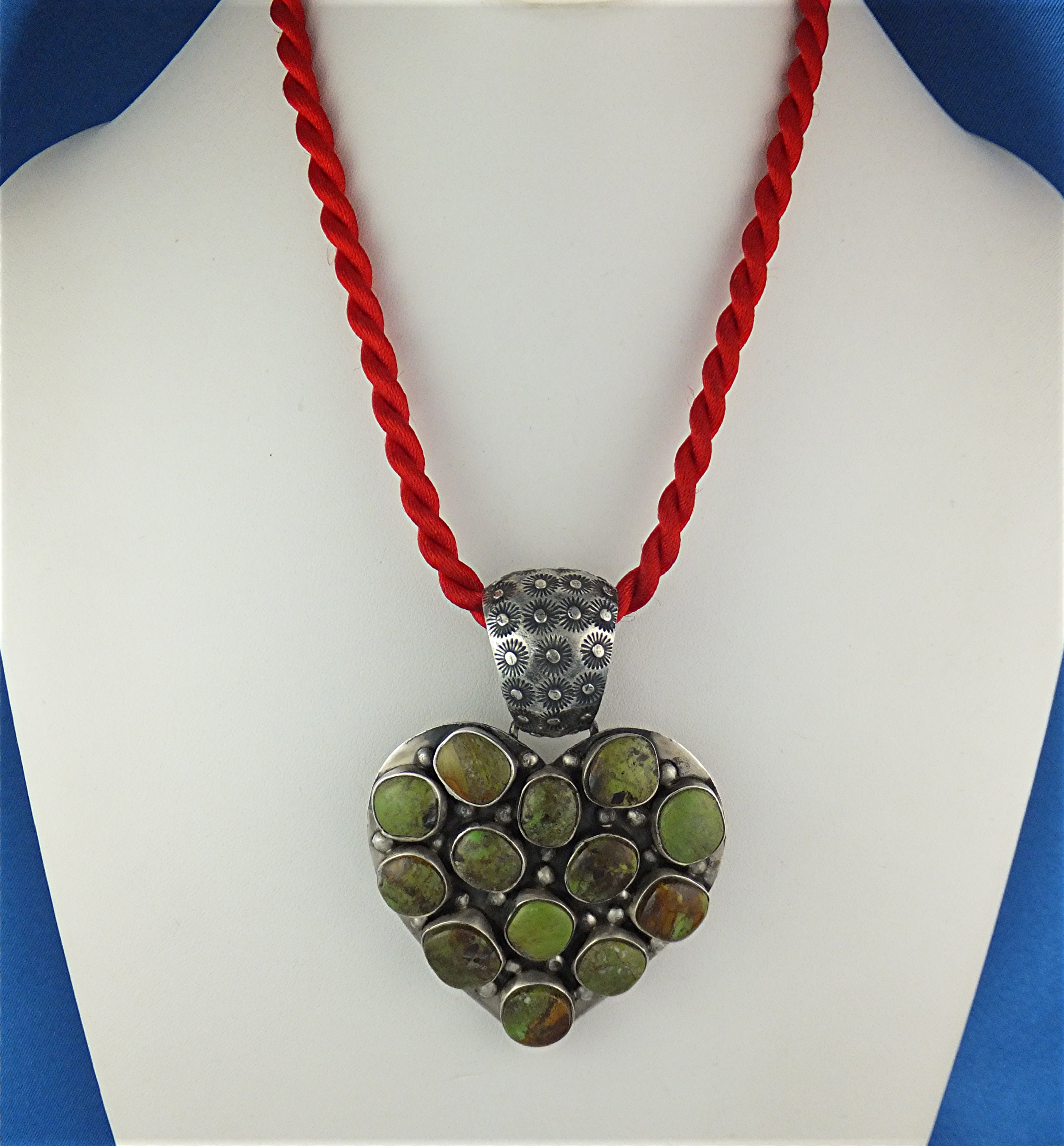Dan Dodson Gaspeite Sterling Silver Heart Pendant