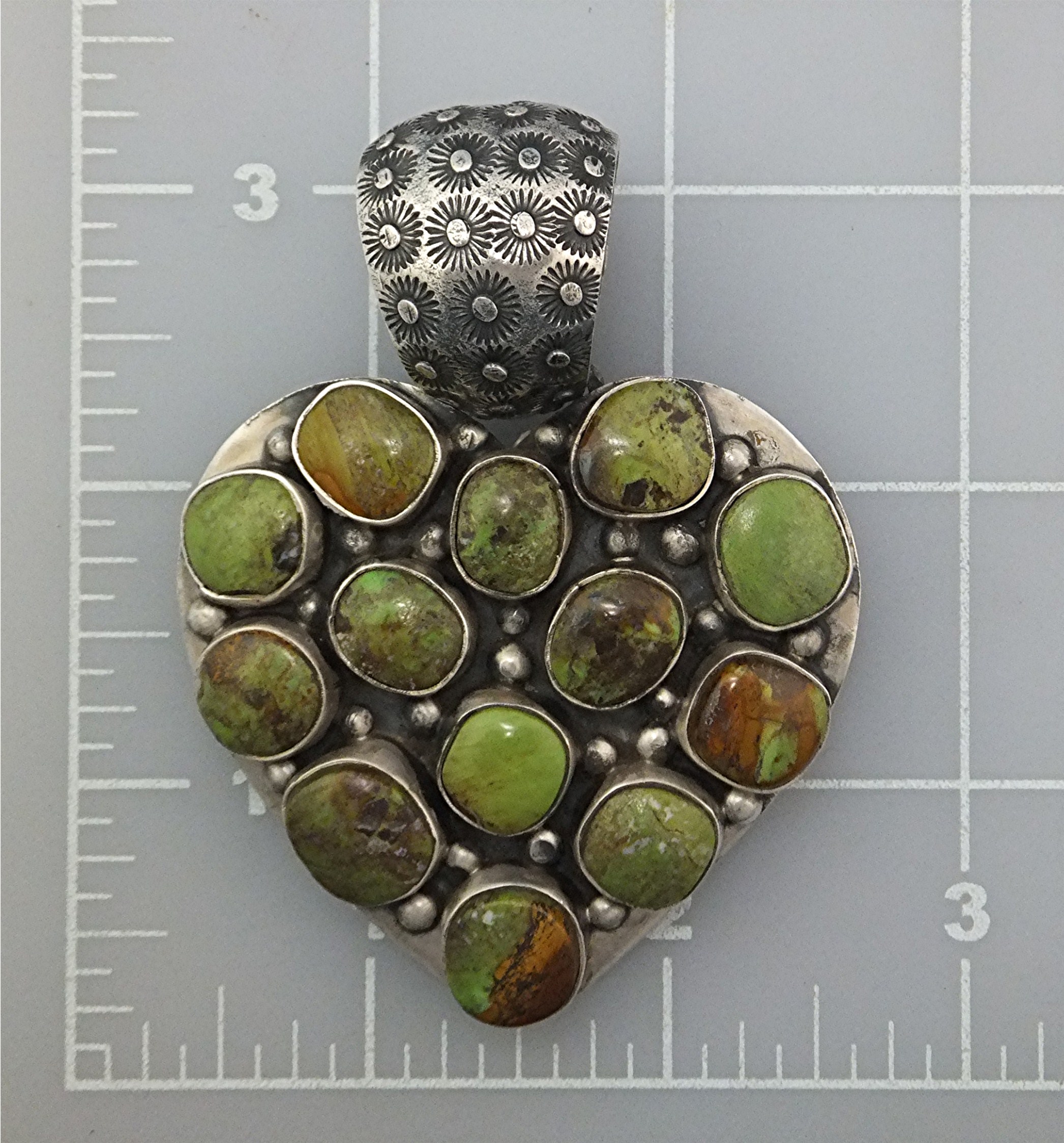 Dan Dodson Gaspeite Sterling Silver Heart Pendant