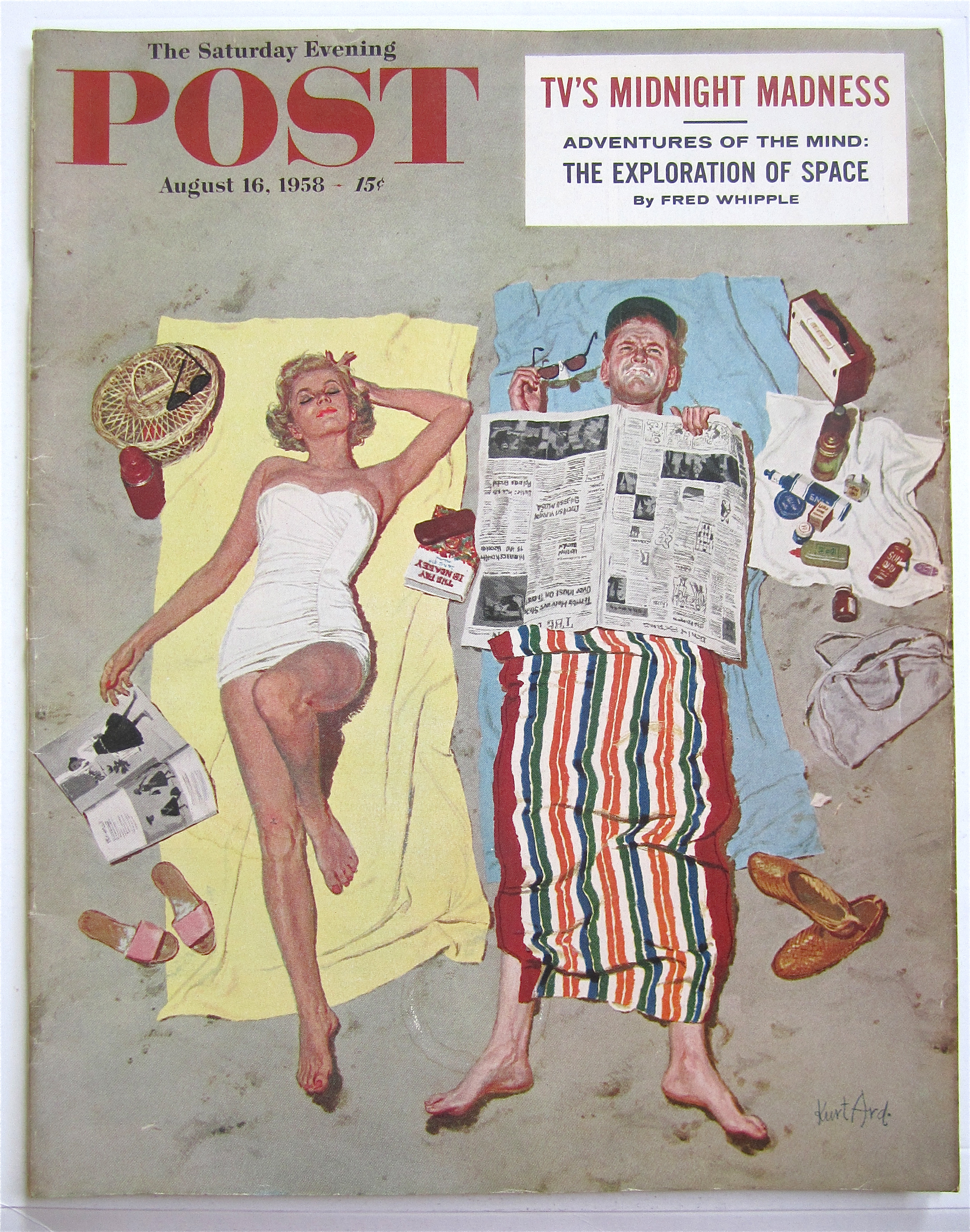 Saturday Evening Post August 16, 1958 Woman On A Beach