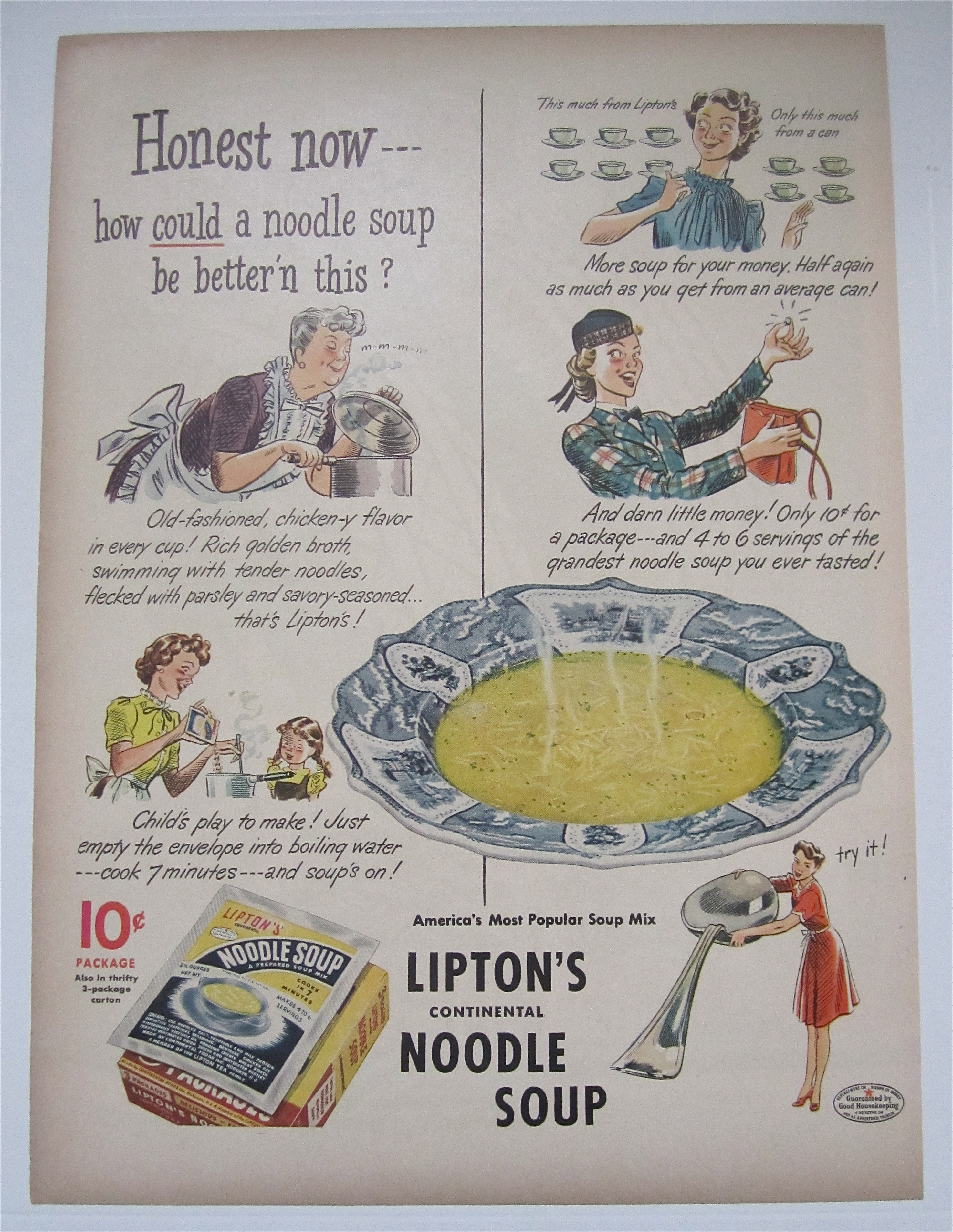 1944 Lipton Noodle Soup with Women & Soup