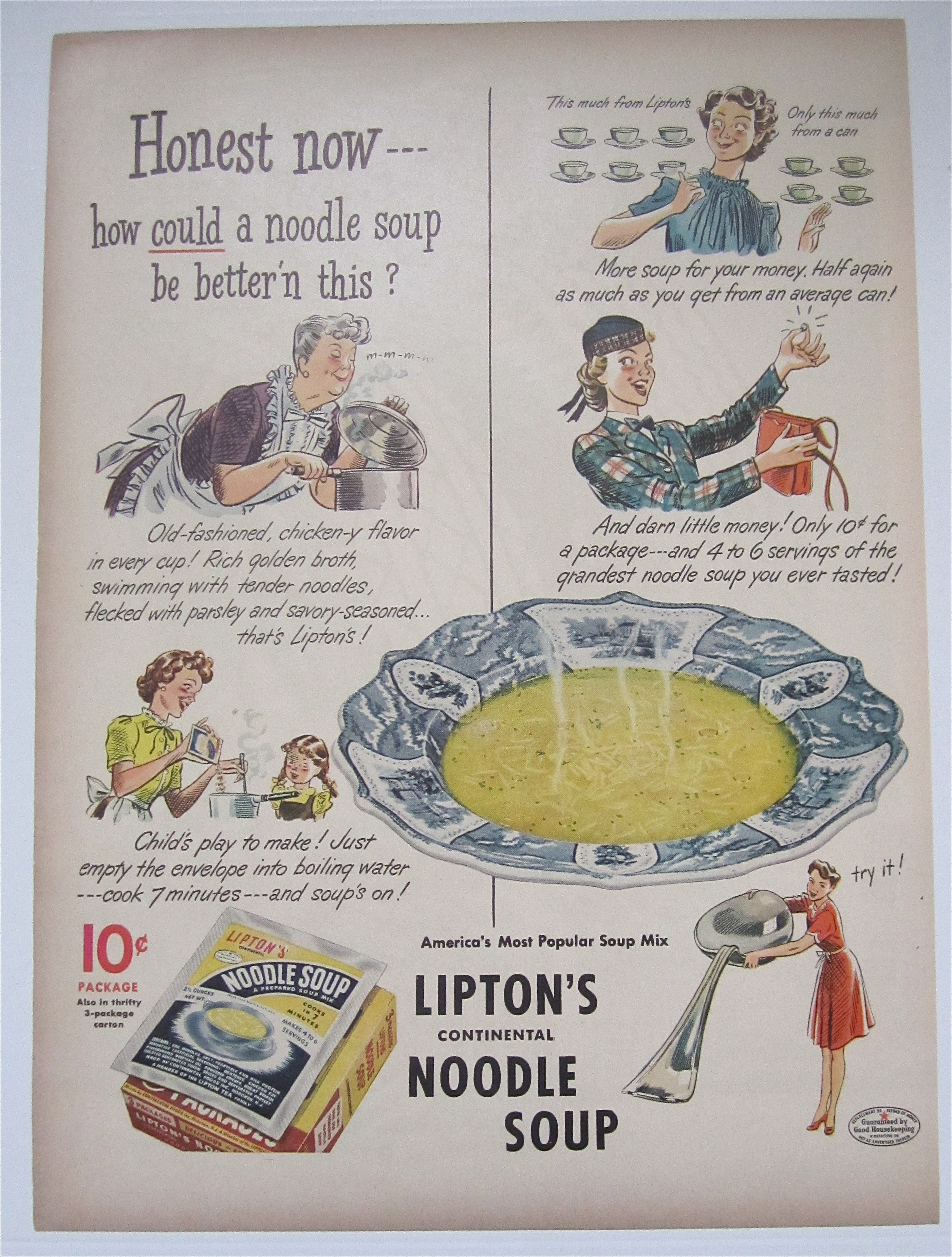 1944 Lipton Noodle Soup with Women & Soup