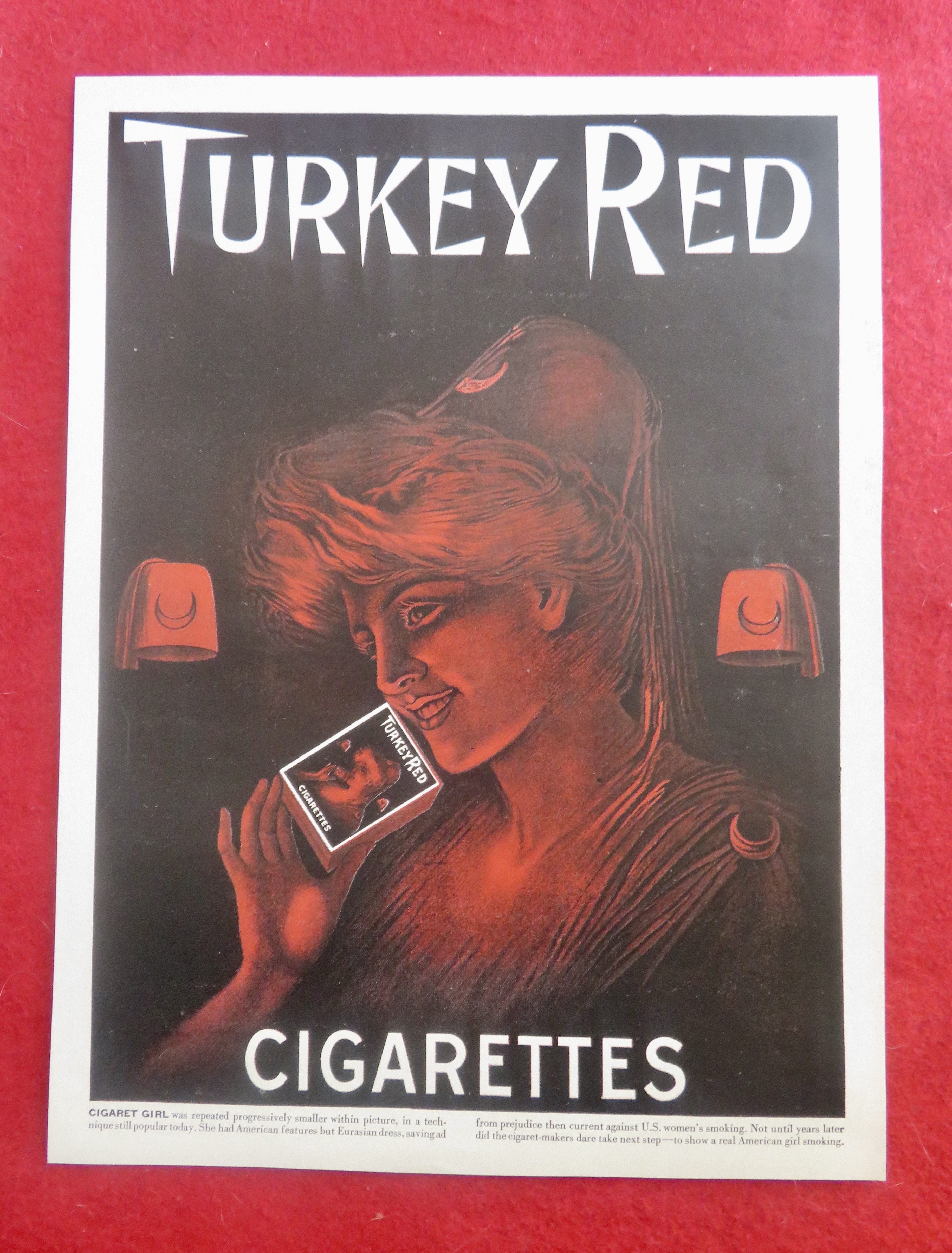 1950's Turkey Red Cigarettes with Woman & Cigarettes