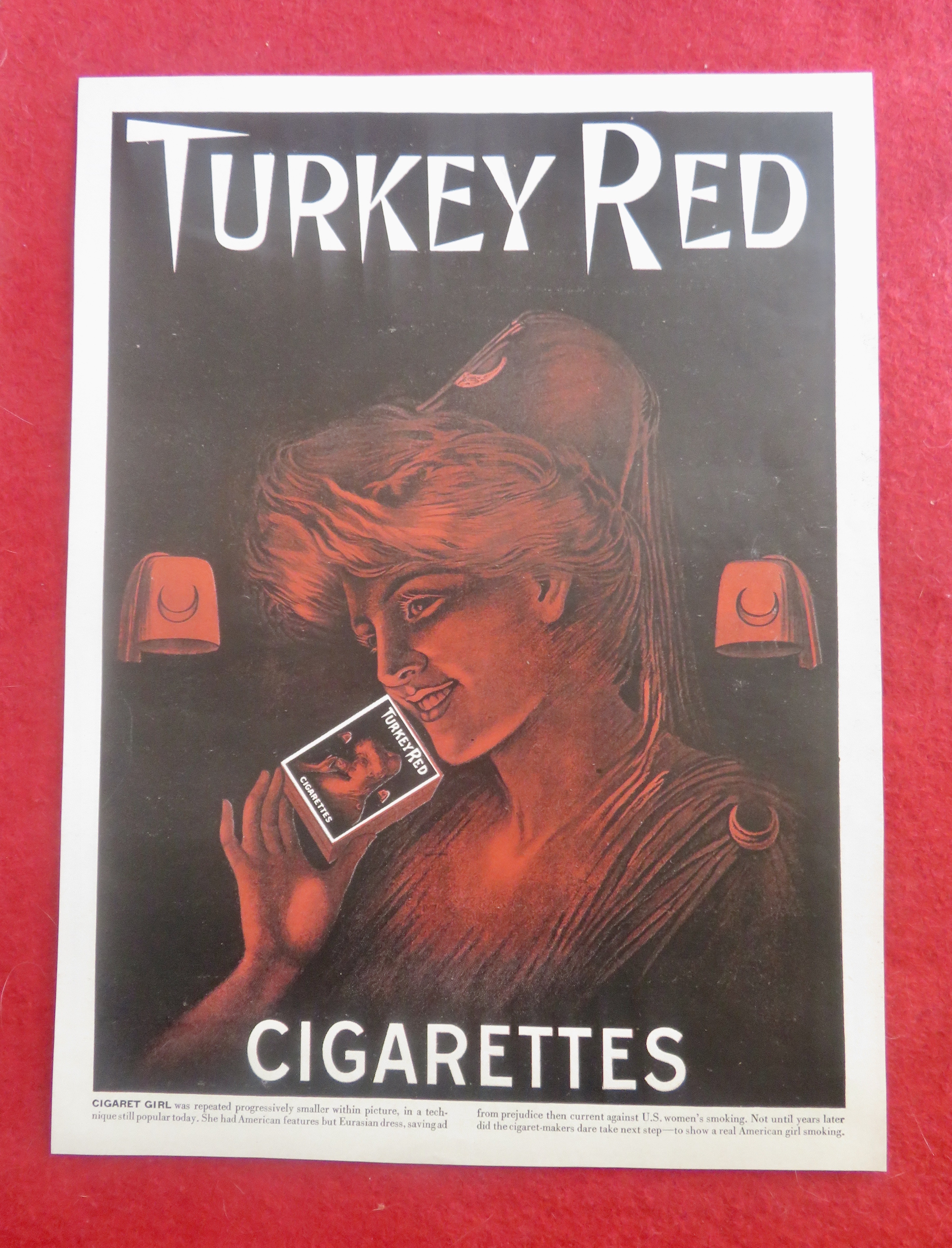 1950's Turkey Red Cigarettes with Woman & Cigarettes