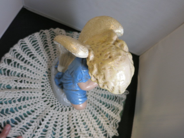 Vintage Angel Statue Genuflection Hands Together Praying Posed