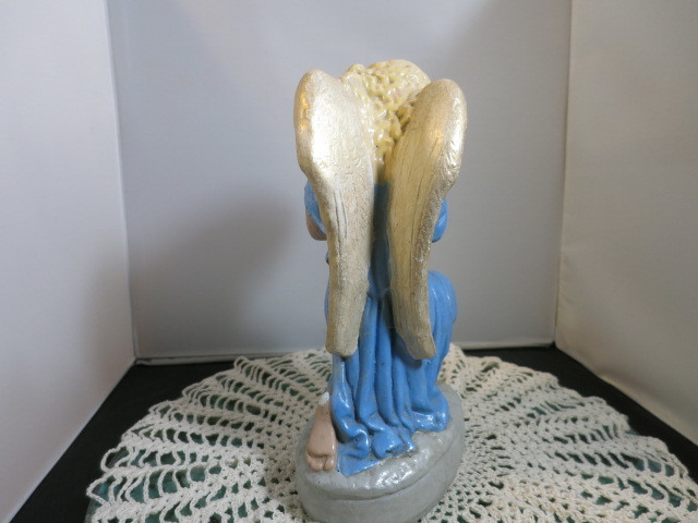 Vintage Angel Statue Genuflection Hands Together Praying Posed