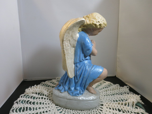 Vintage Angel Statue Genuflection Hands Together Praying Posed