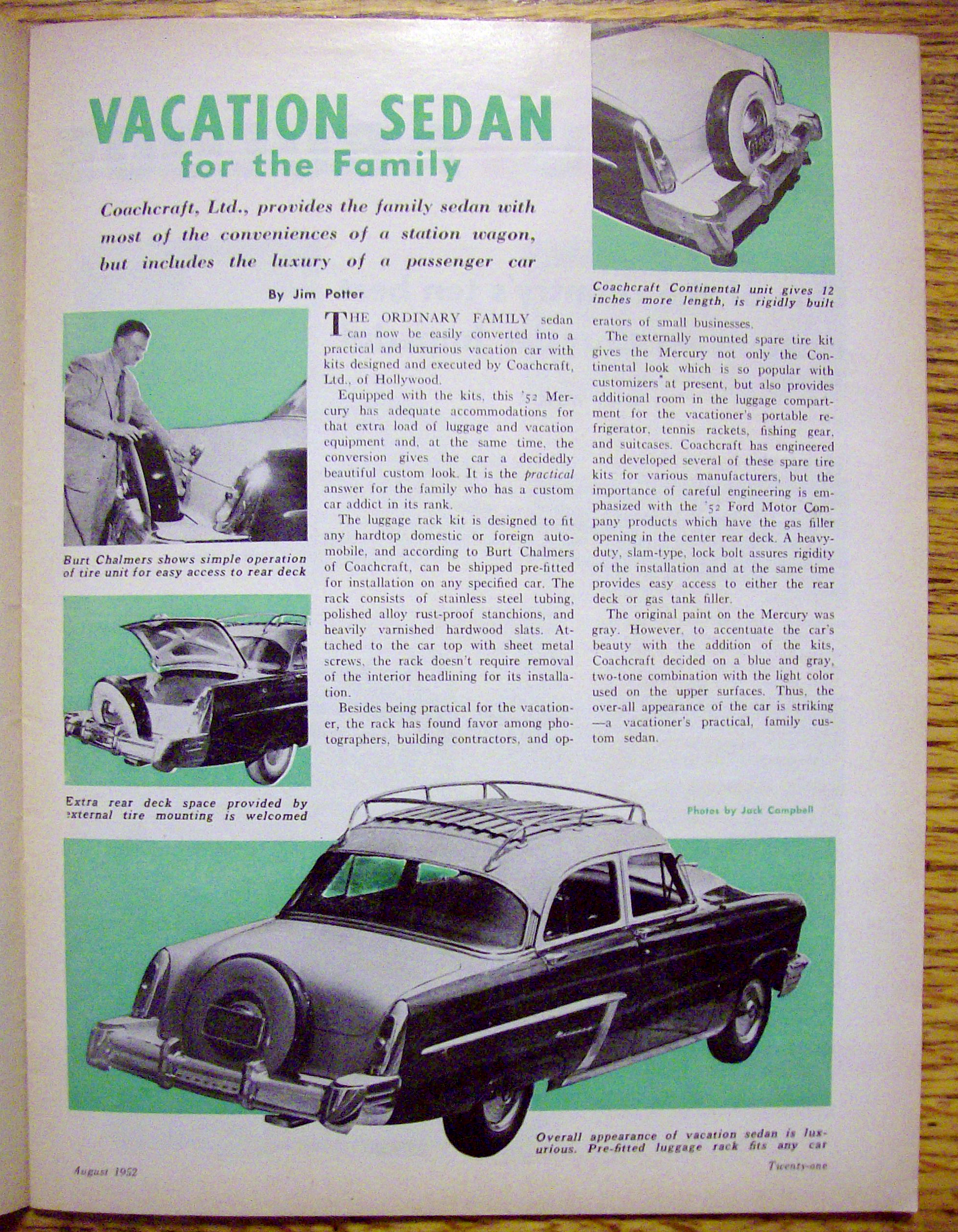 Motor Trend Magazine August 1952 Florida Sport Custom