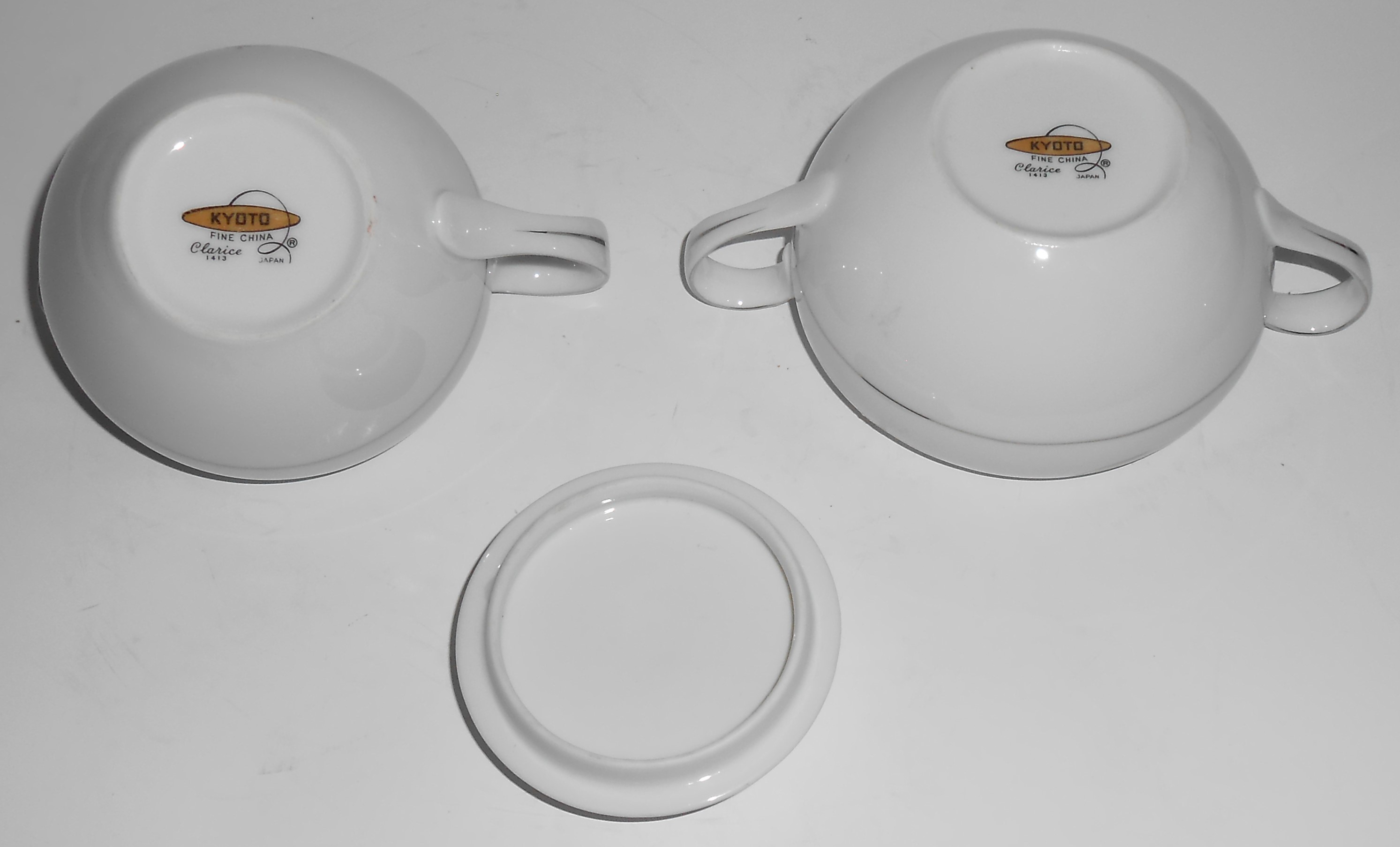 Kyoto China Porcelain Clarice w/Platinum Creamer/Sugar