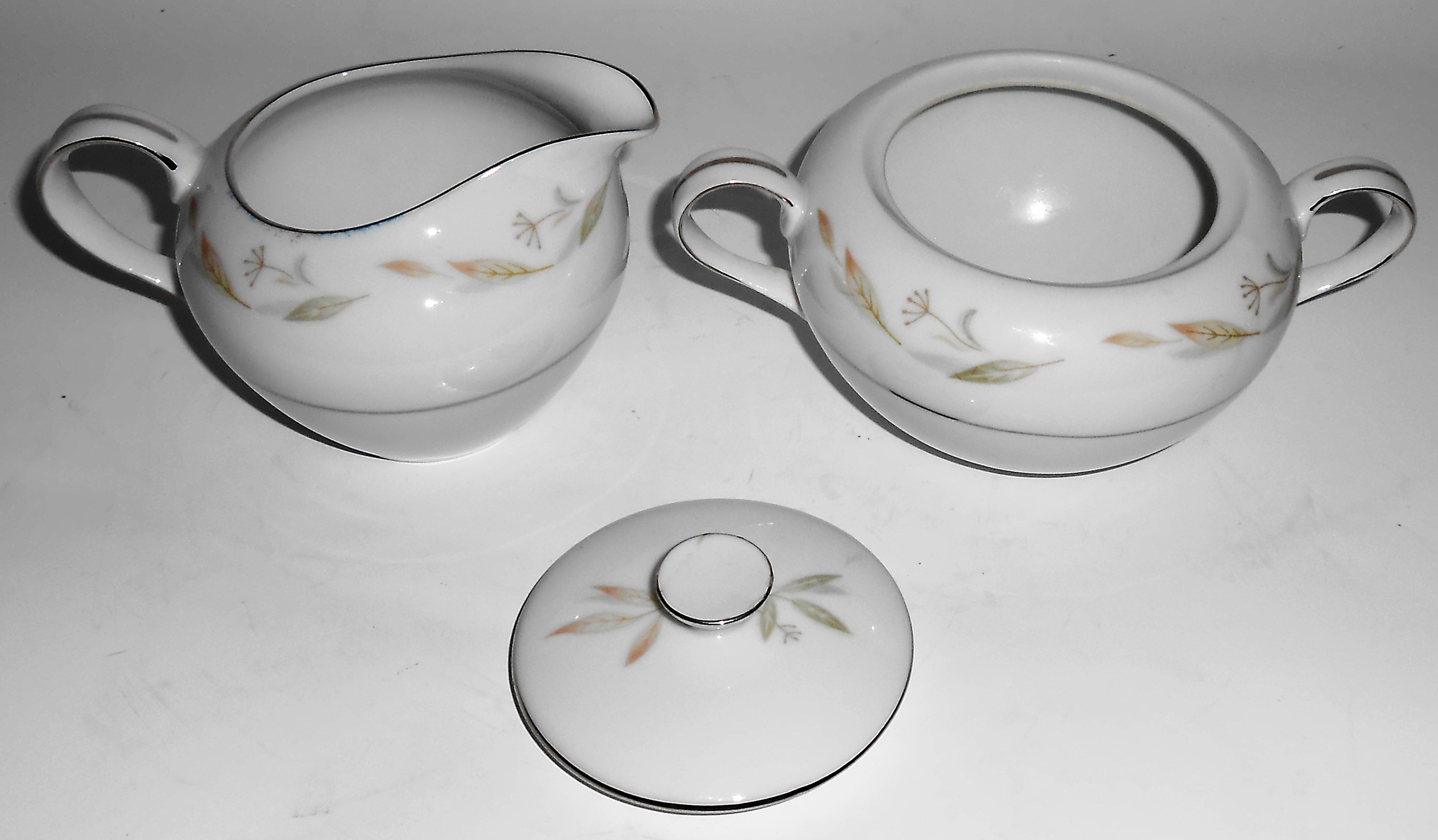 Kyoto China Porcelain Clarice w/Platinum Creamer/Sugar