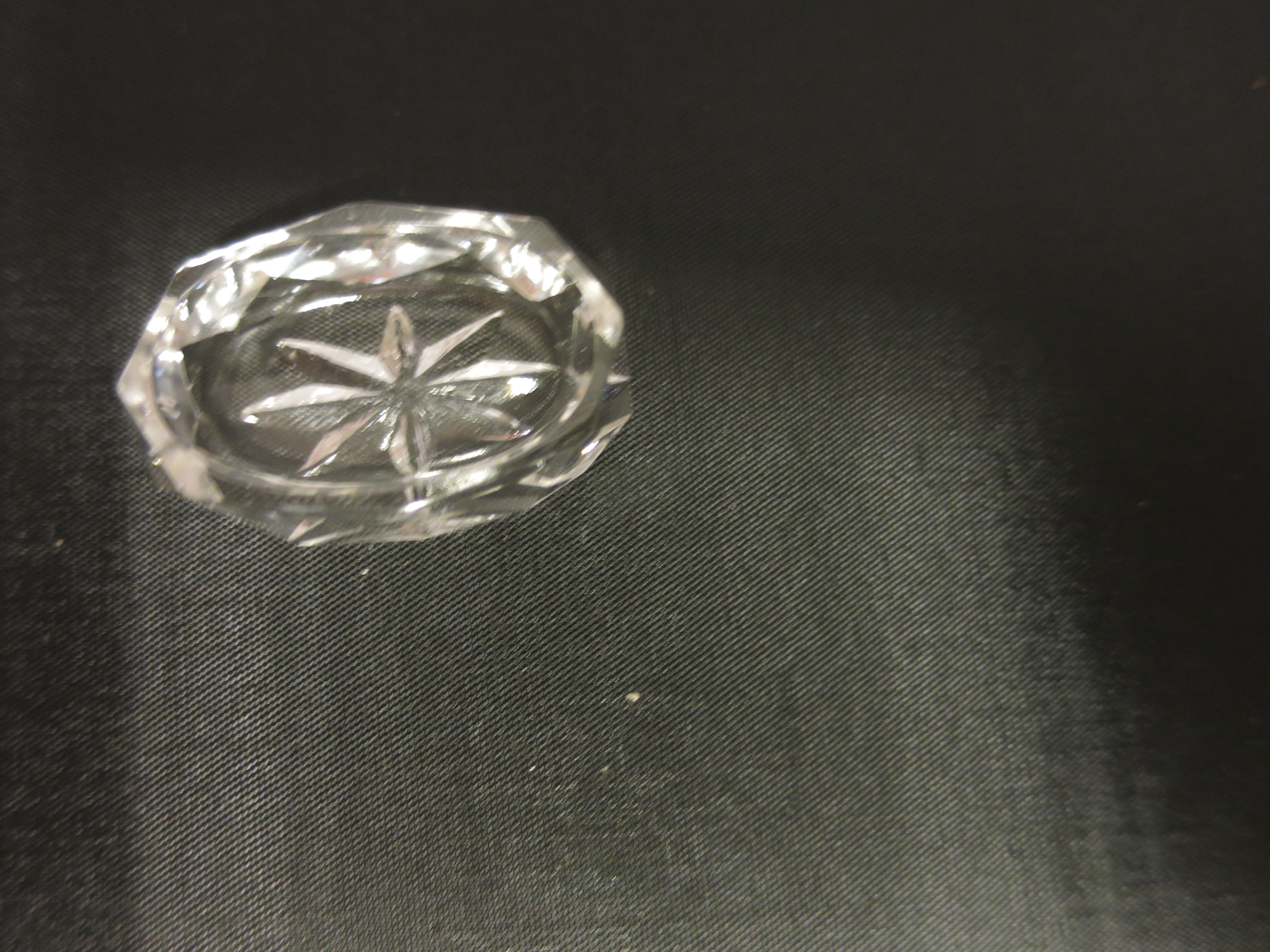 Crystal Oval Faceted Open Salt Cellar Dip