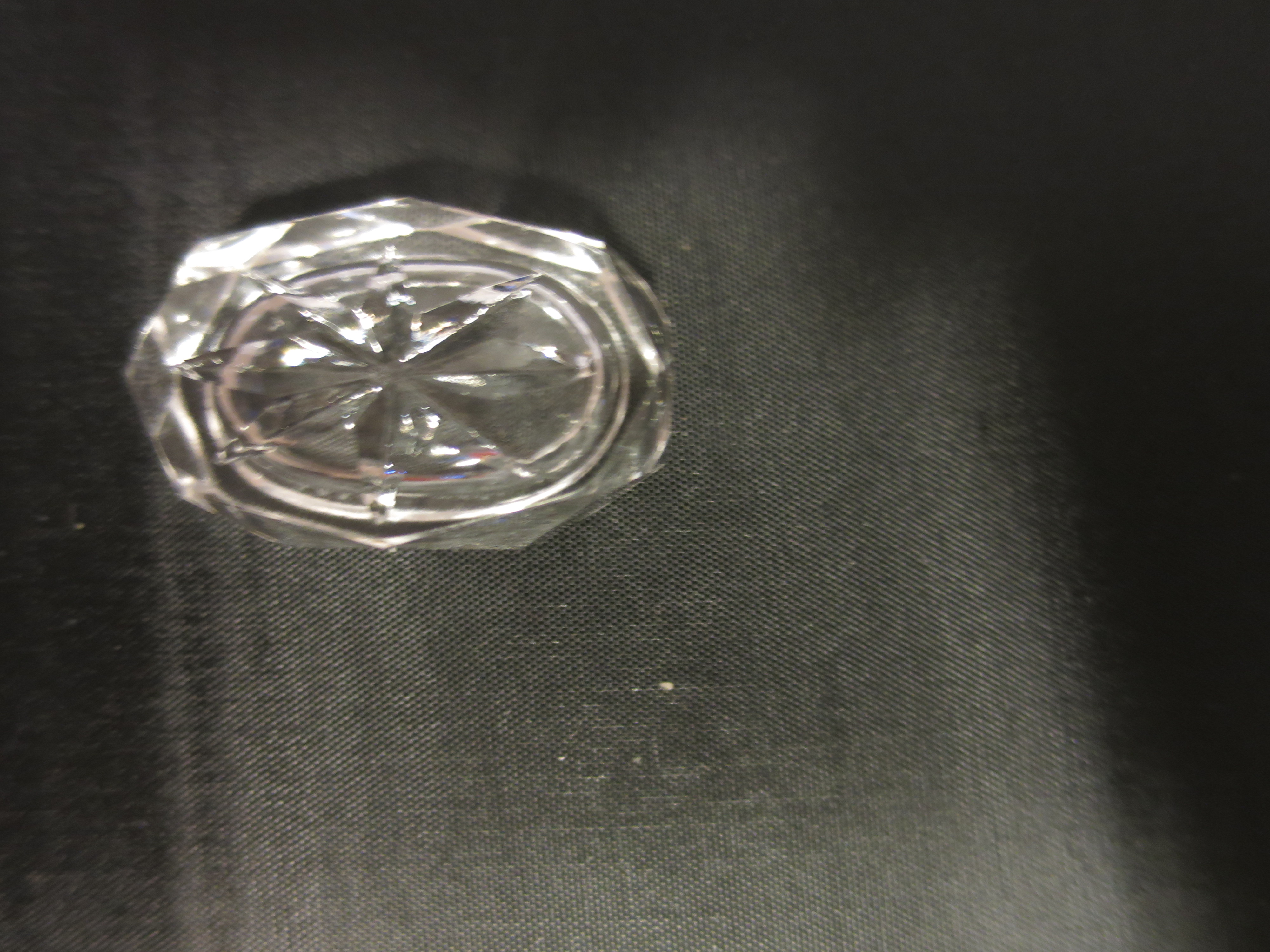 Crystal Oval Faceted Open Salt Cellar Dip