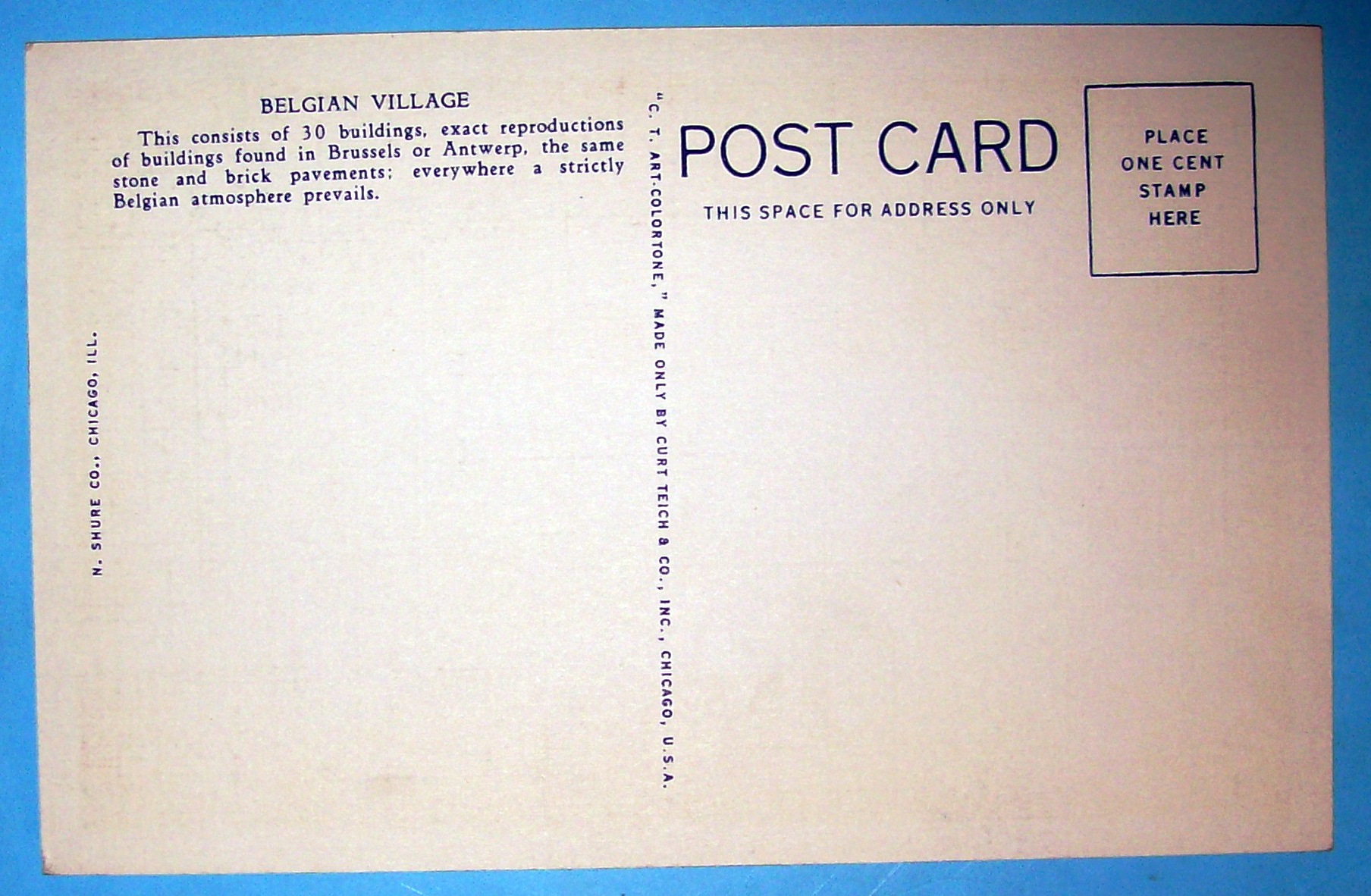 Belgian Village Postcard (Chicago World's Fair)