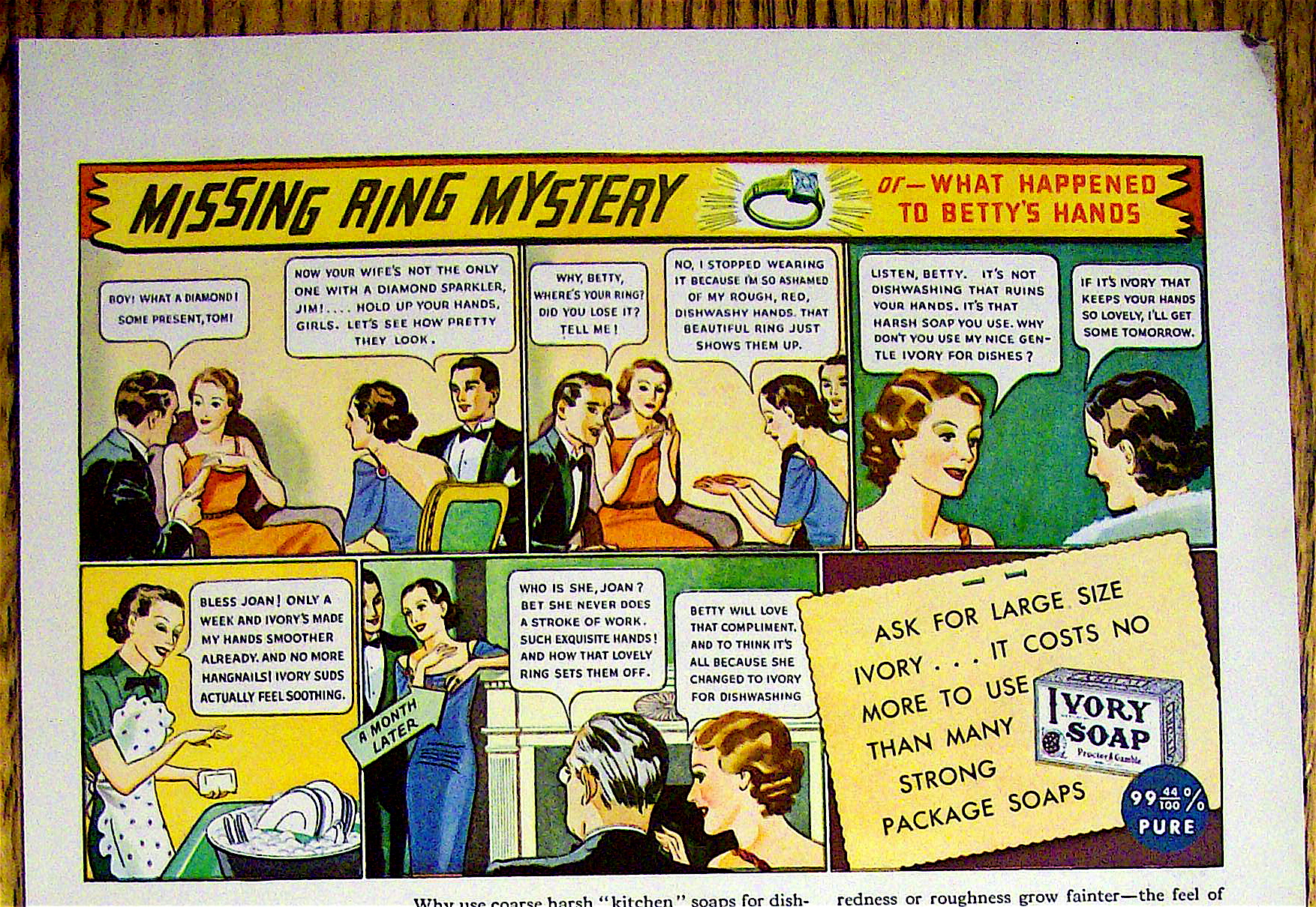 1936 Ivory Soap w/ Cartoon Called Missing Ring Mystery