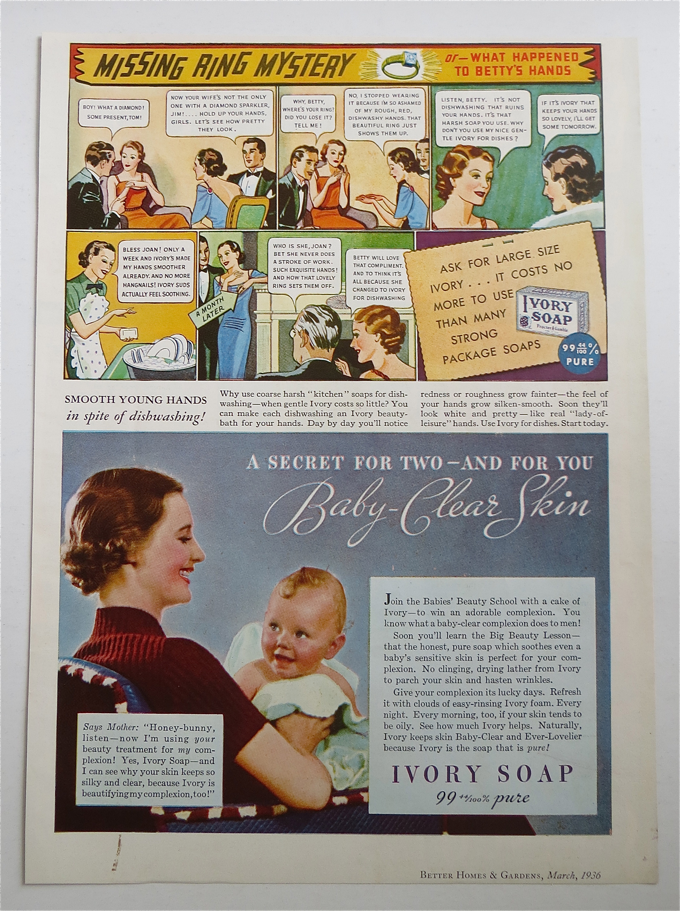 1936 Ivory Soap w/ Cartoon Called Missing Ring Mystery