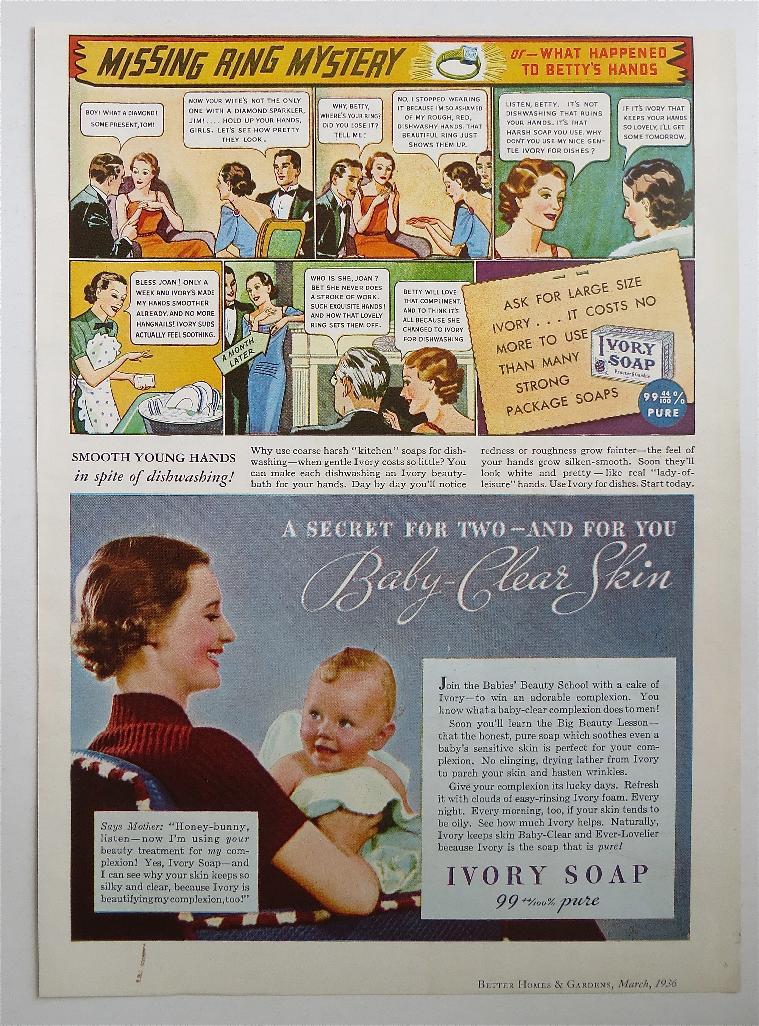1936 Ivory Soap w/ Cartoon Called Missing Ring Mystery