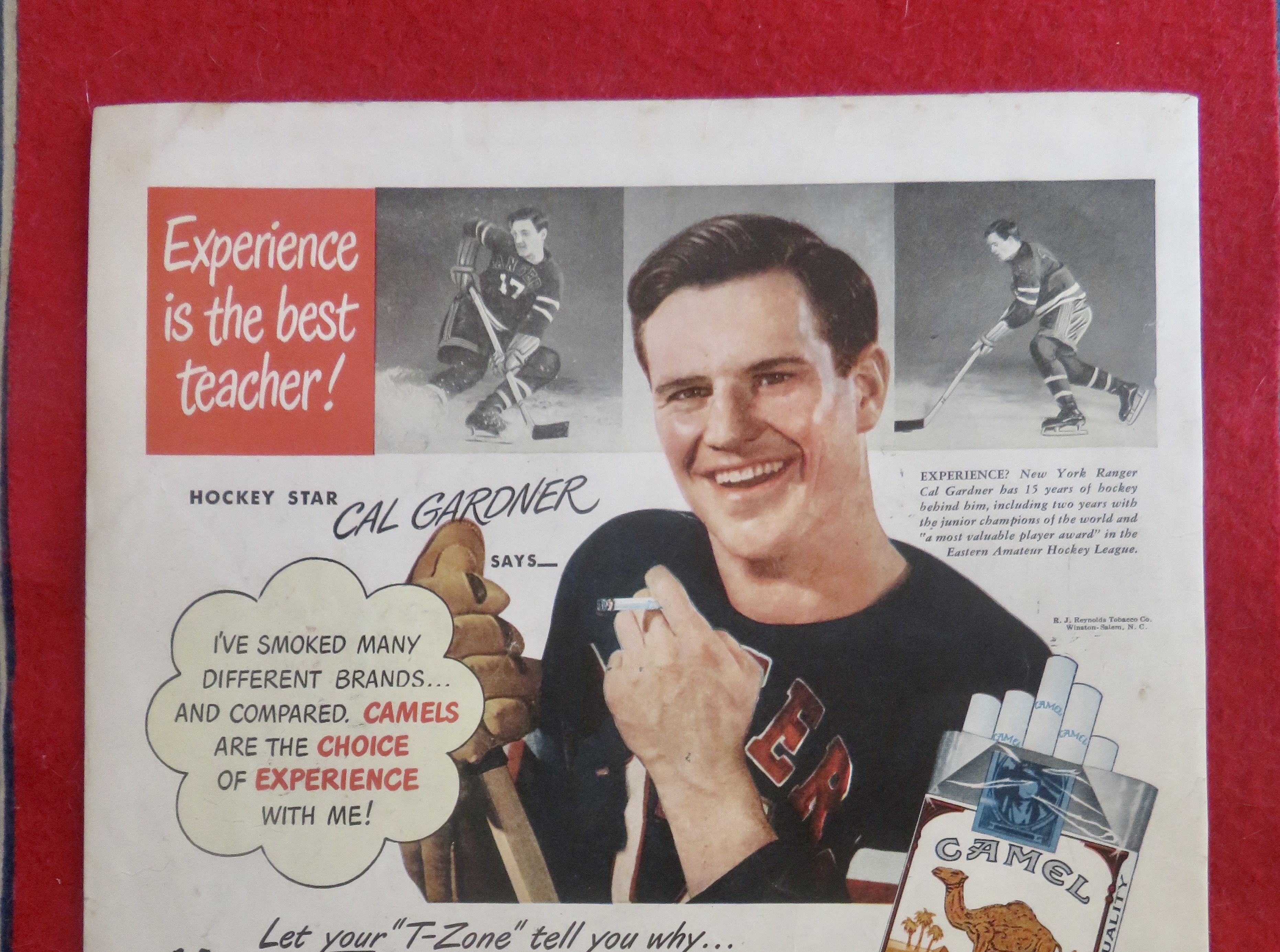 1950's Camel Cigarettes with Hockey Star Cal Gardner