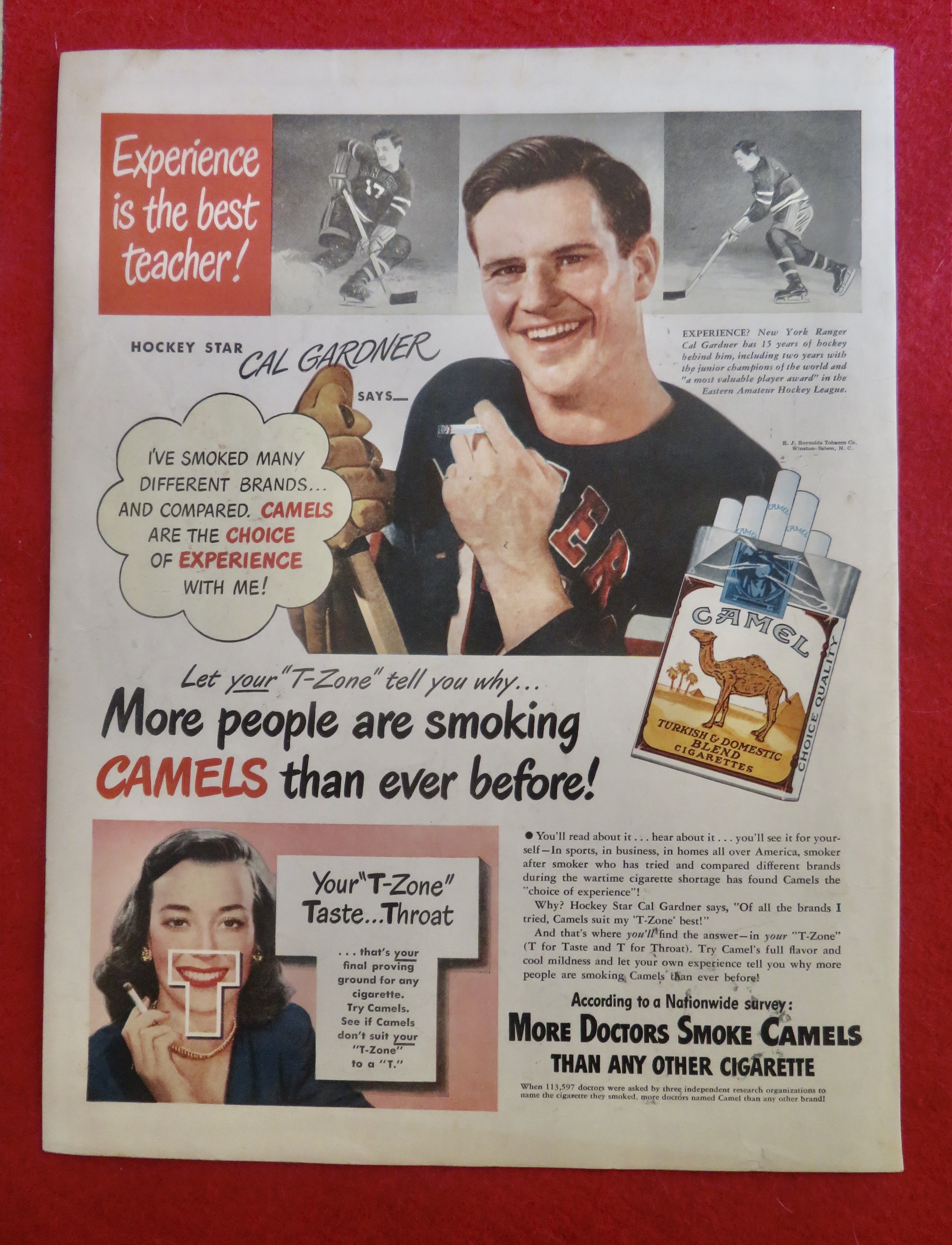 1950's Camel Cigarettes with Hockey Star Cal Gardner