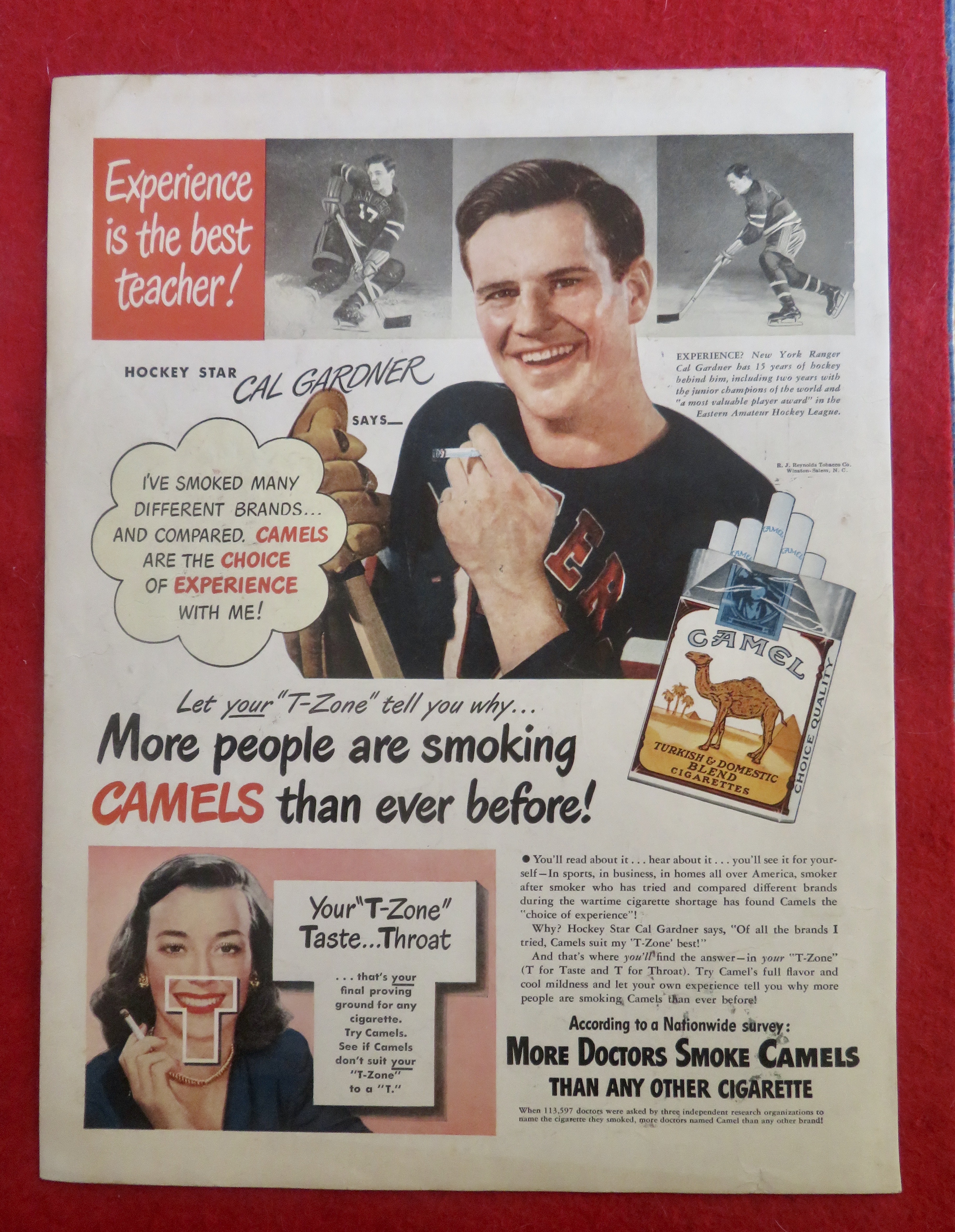 1950's Camel Cigarettes with Hockey Star Cal Gardner