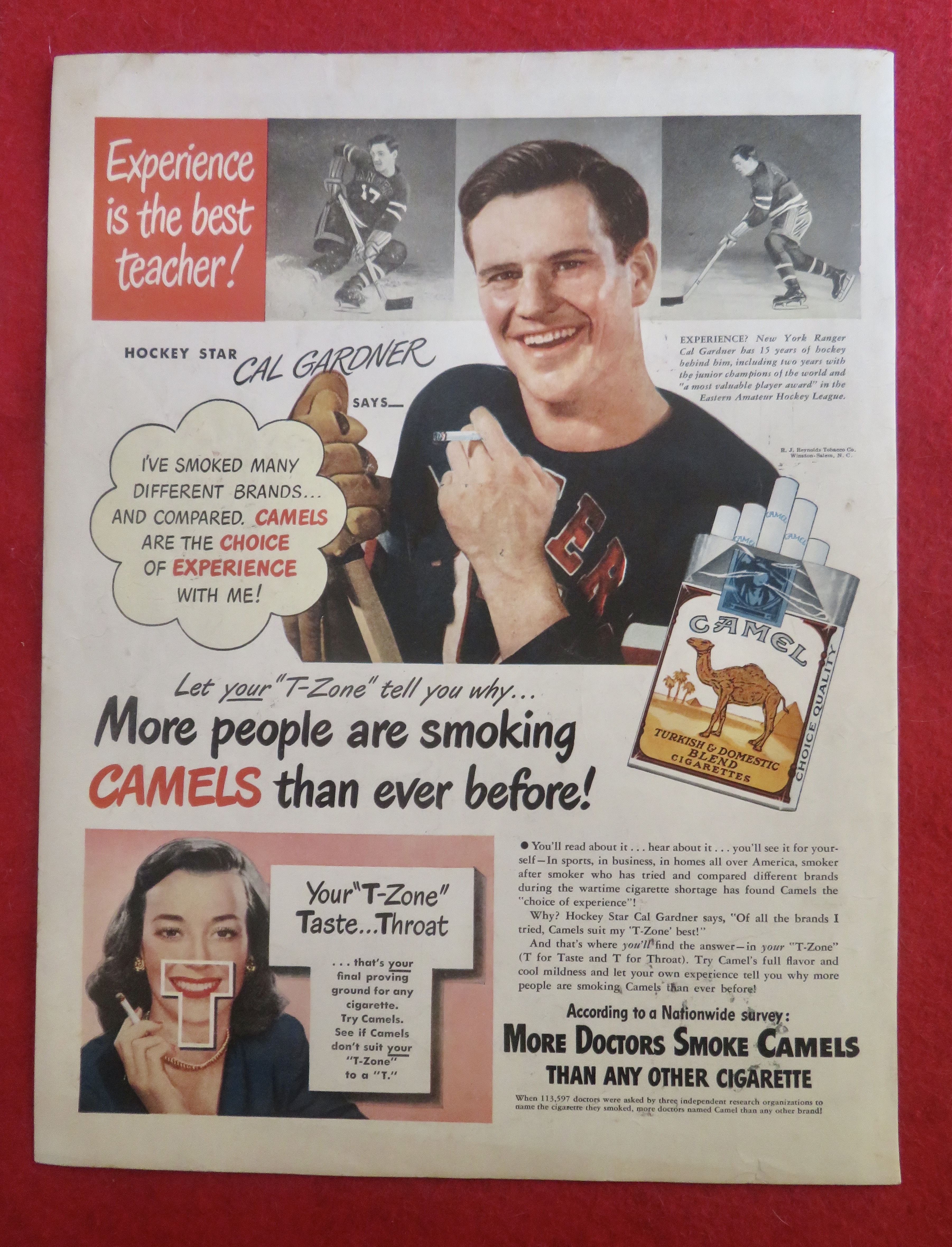 1950's Camel Cigarettes with Hockey Star Cal Gardner