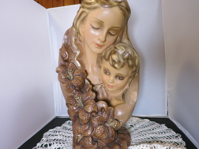 Madonna and Child Lamp Statute Mich Artess 1963 Cord had been cut