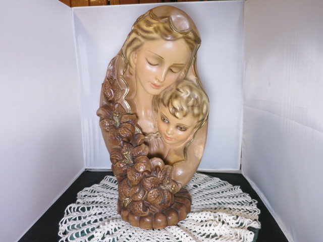 Madonna and Child Lamp Statute Mich Artess 1963 Cord had been cut