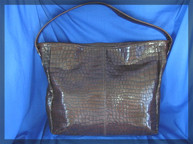 DONALD PLINER Large Tobacco Brown Leather Bag
