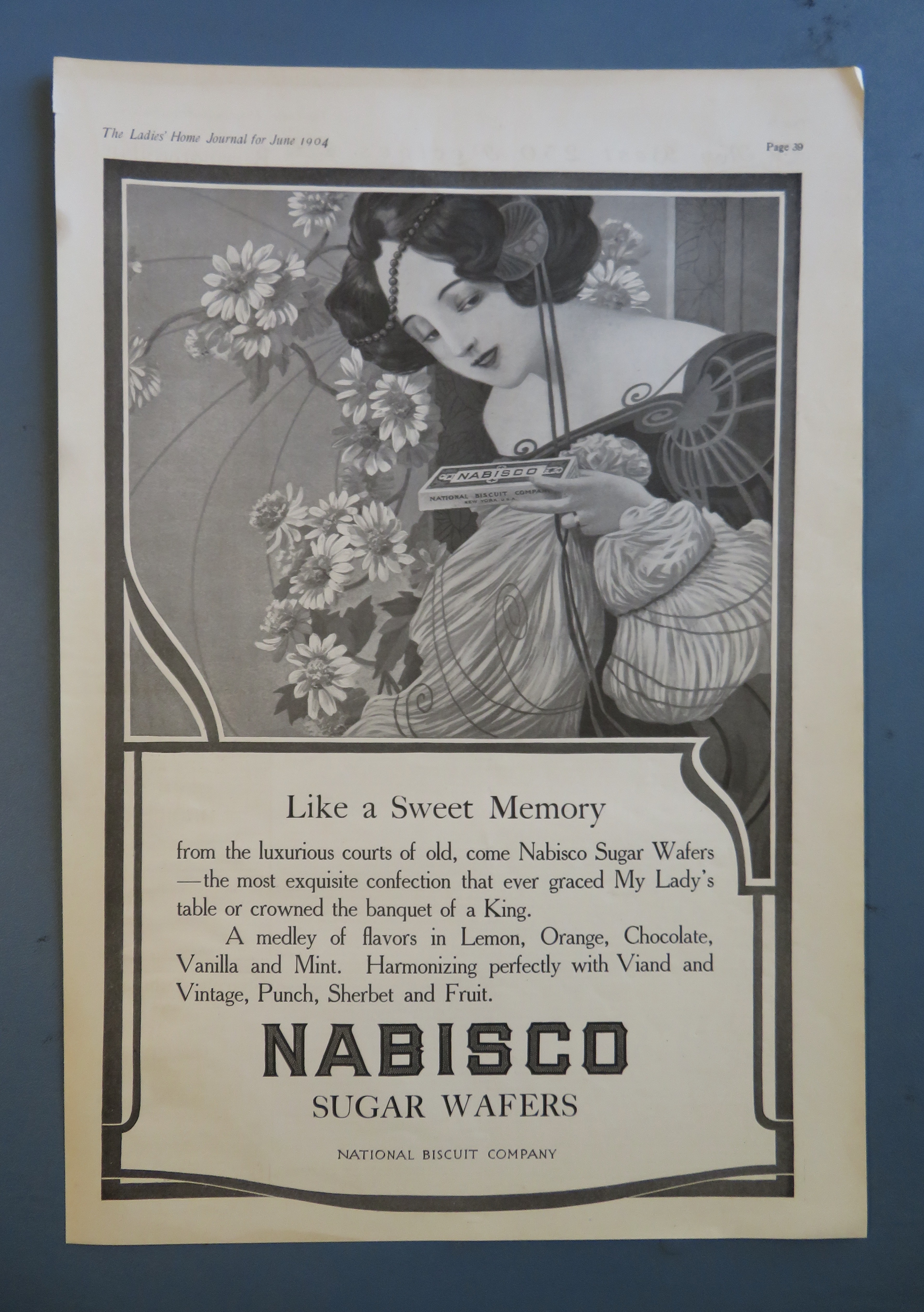1904 Nabisco Sugar Wafers with Woman Holding Box