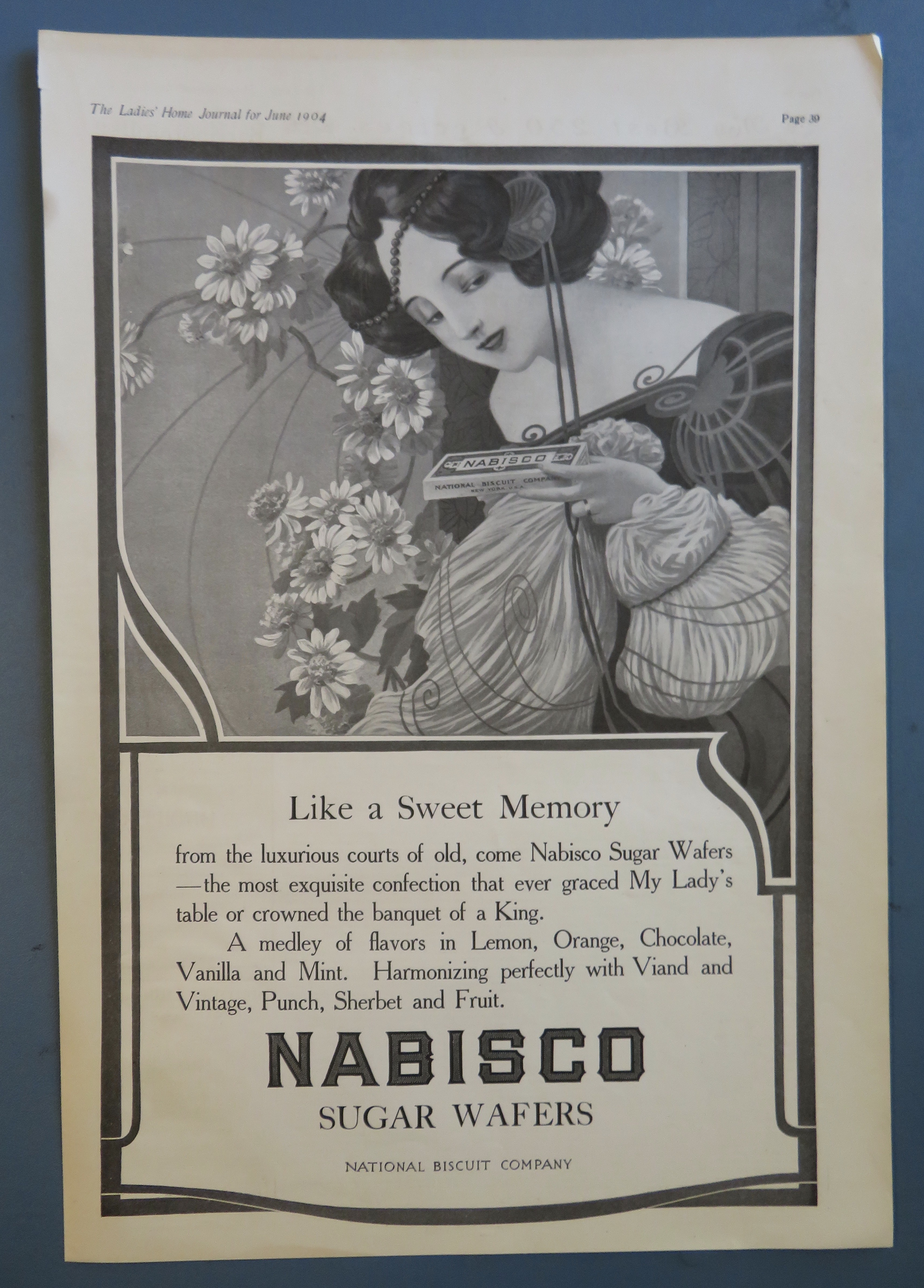 1904 Nabisco Sugar Wafers with Woman Holding Box