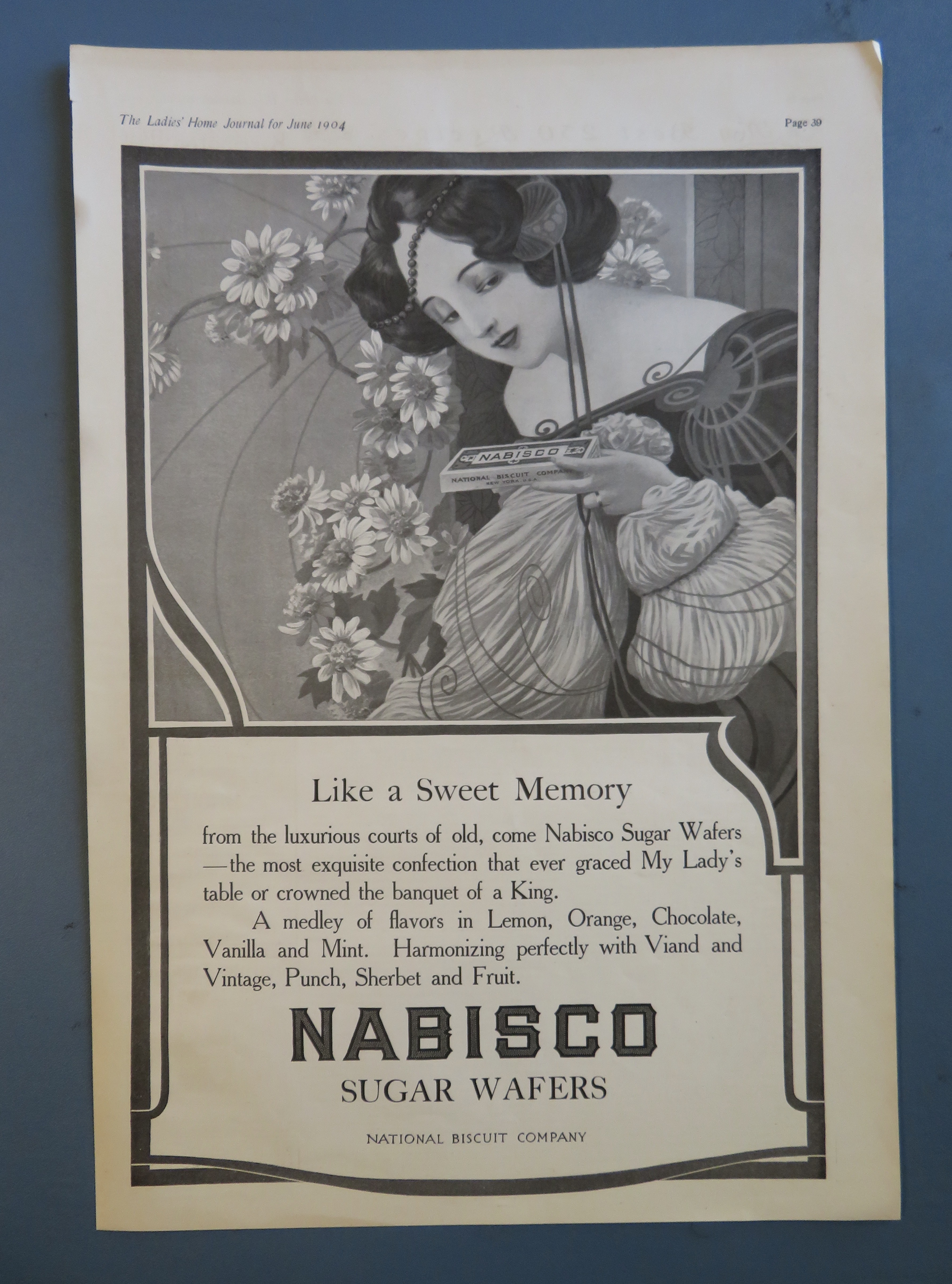 1904 Nabisco Sugar Wafers with Woman Holding Box