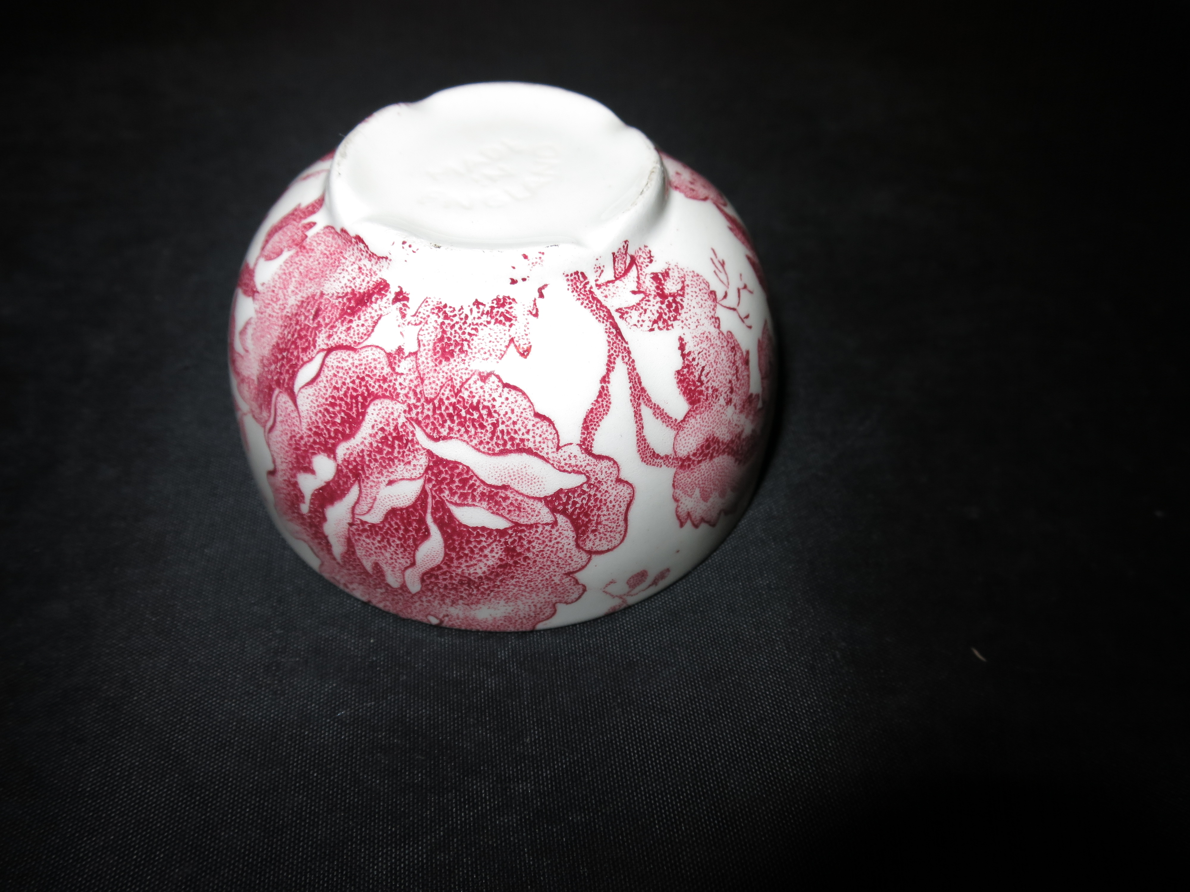 Made in England Open Sugar Bowl Red Transferware